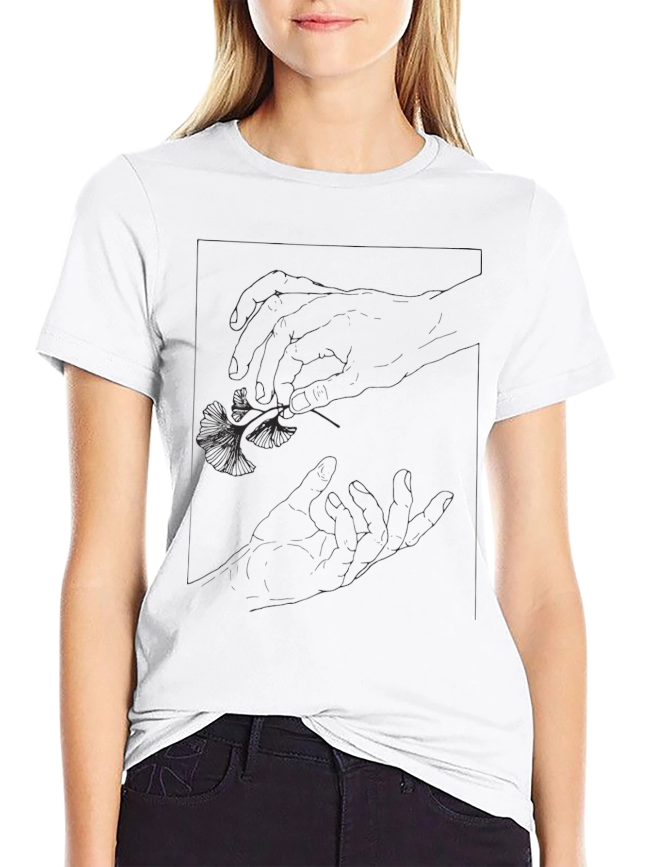 Black Graphic Tee - Botanical Hand Design