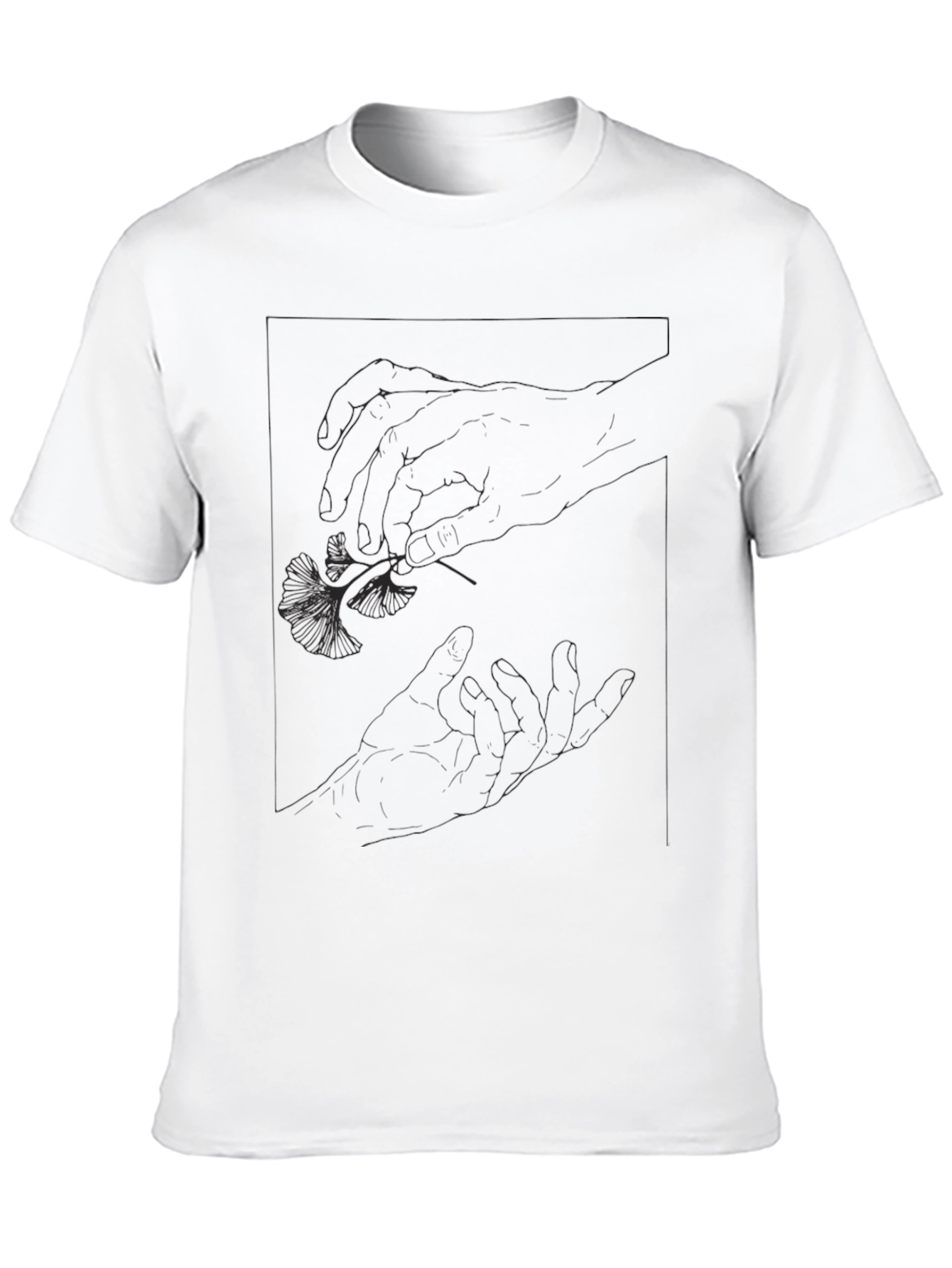 Black Graphic Tee - Botanical Hand Design