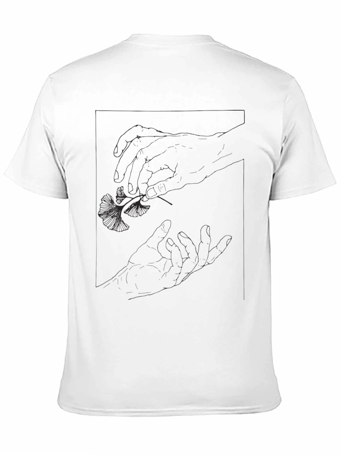 Black Graphic Tee - Botanical Hand Design