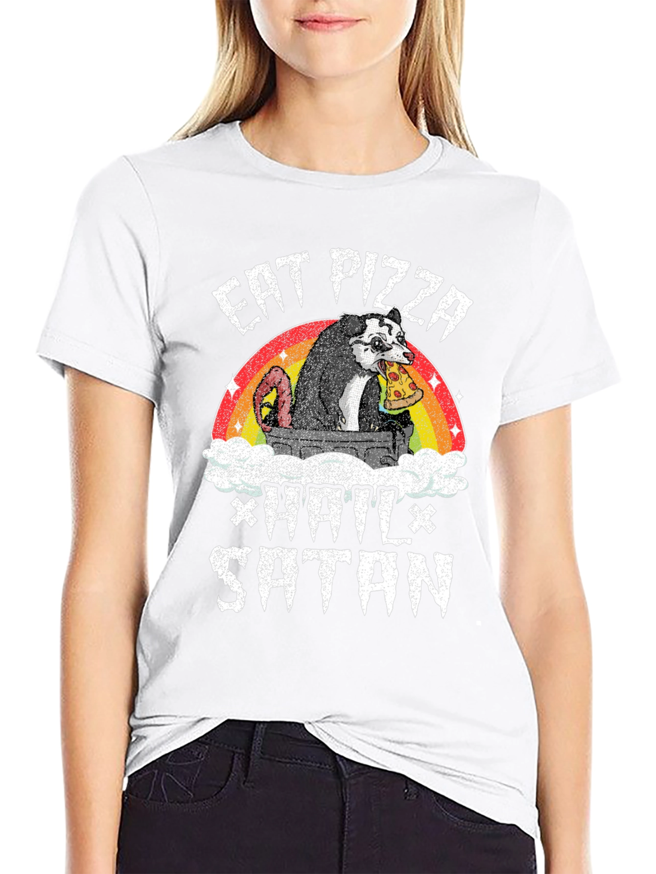 Eat Pizza Hail Satan Opossum T-Shirt