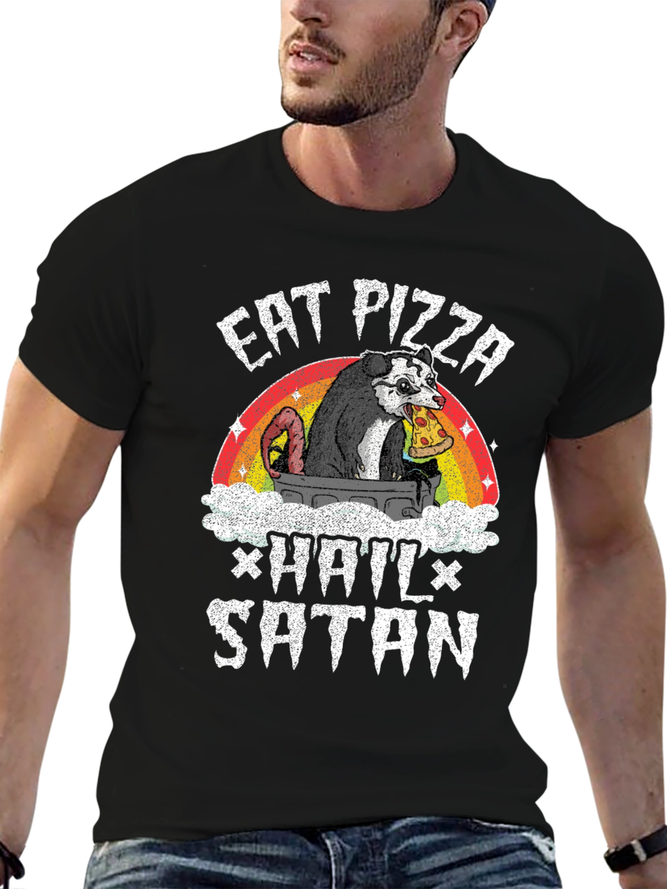 Eat Pizza Hail Satan Opossum T-Shirt