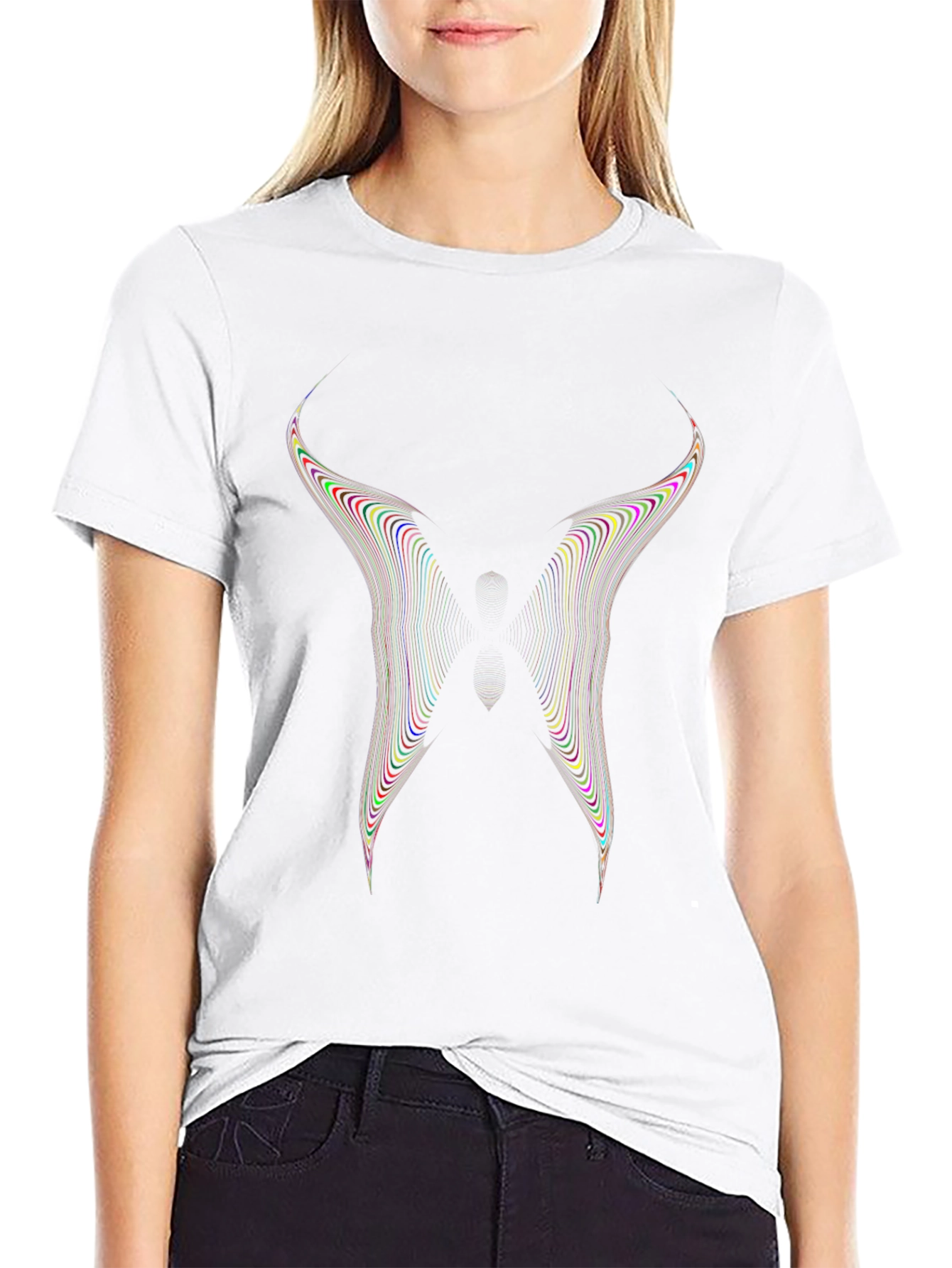 Abstract Butterfly Graphic Black T-Shirt