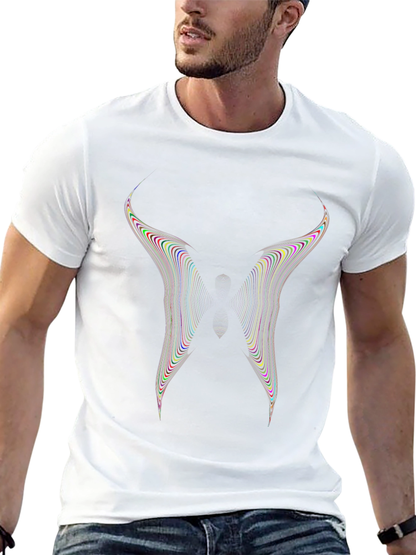 Abstract Butterfly Graphic Black T-Shirt