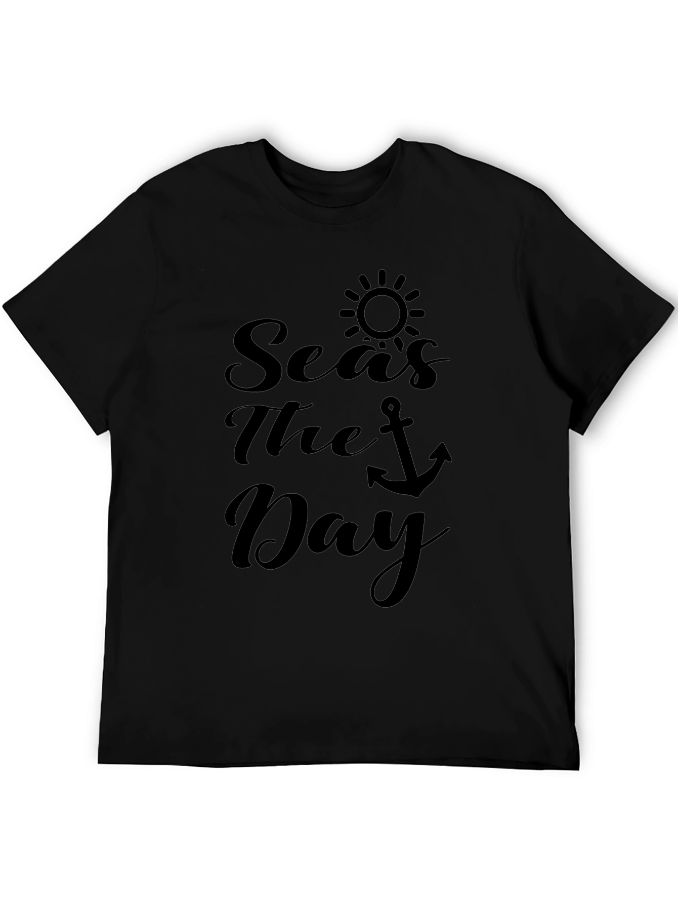 Seas the Day Graphic Tee - Black Cotton Shirt