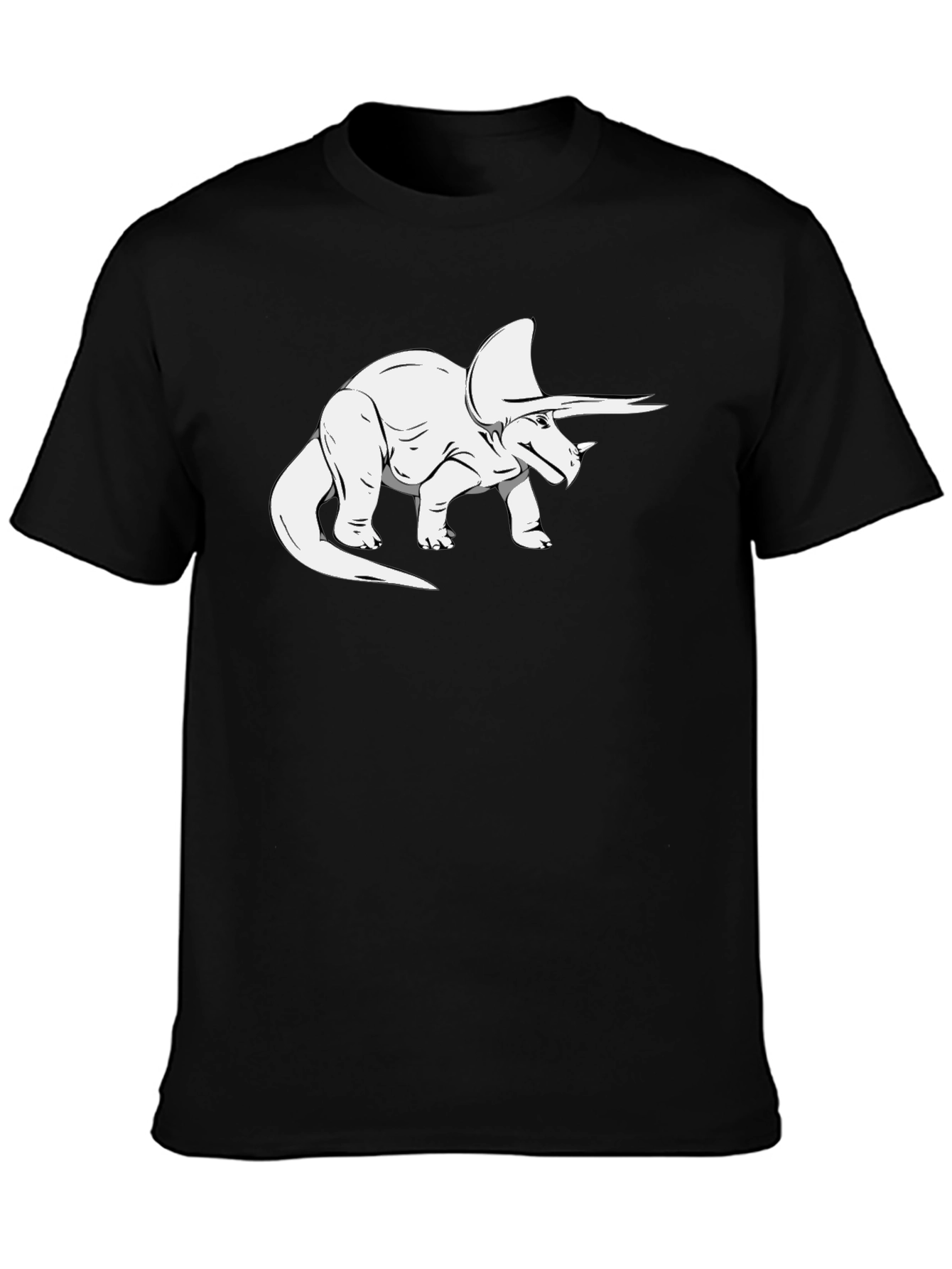 Triceratops Graphic Tee - Black Dinosaur Shirt