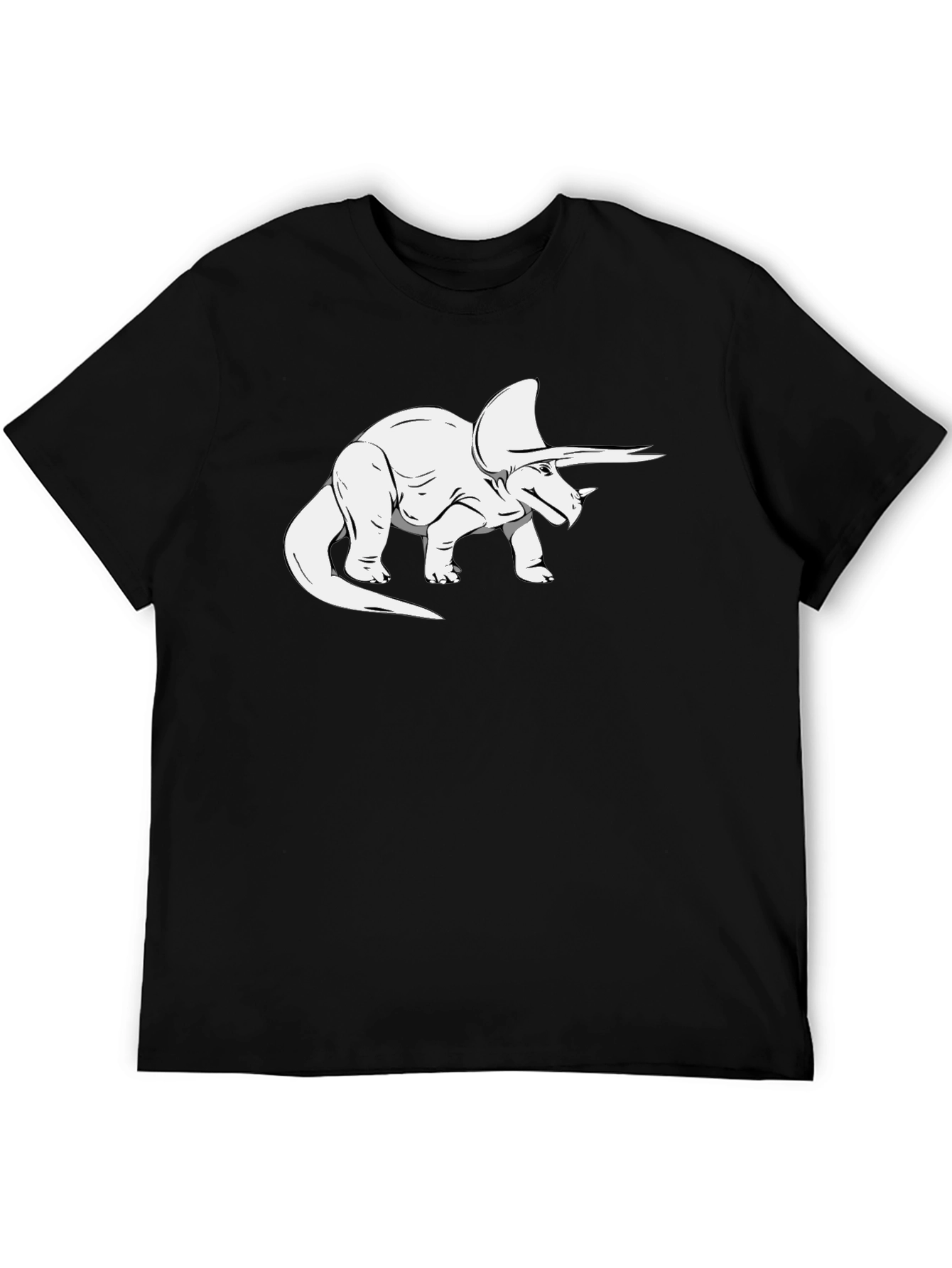 Triceratops Graphic Tee - Black Dinosaur Shirt