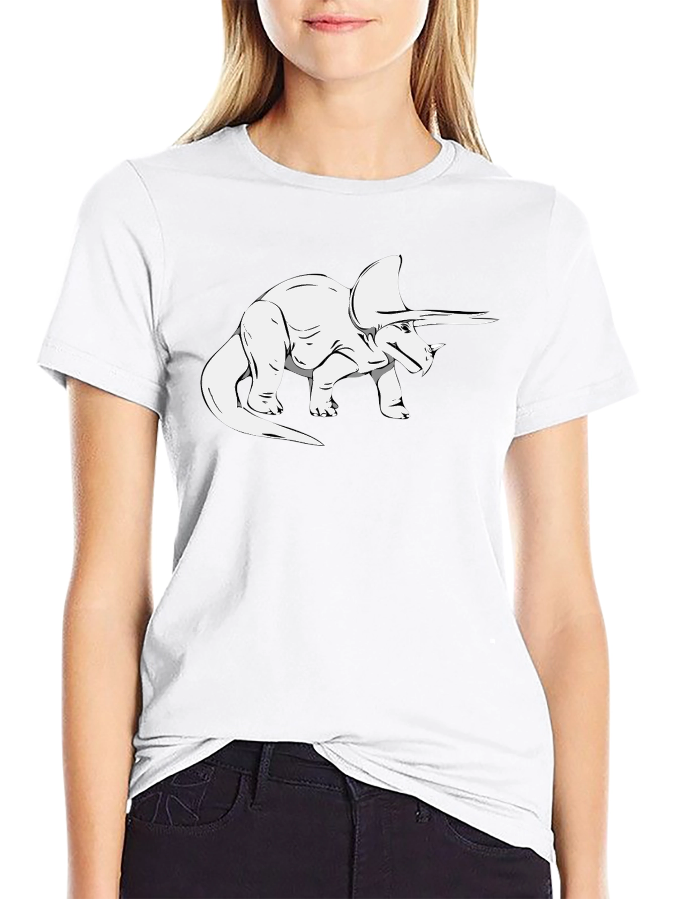 Triceratops Graphic Tee - Black Dinosaur Shirt