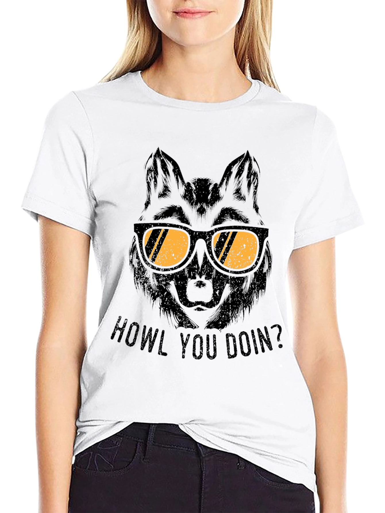 Wolf with Sunglasses T-Shirt - Howl You Doin?