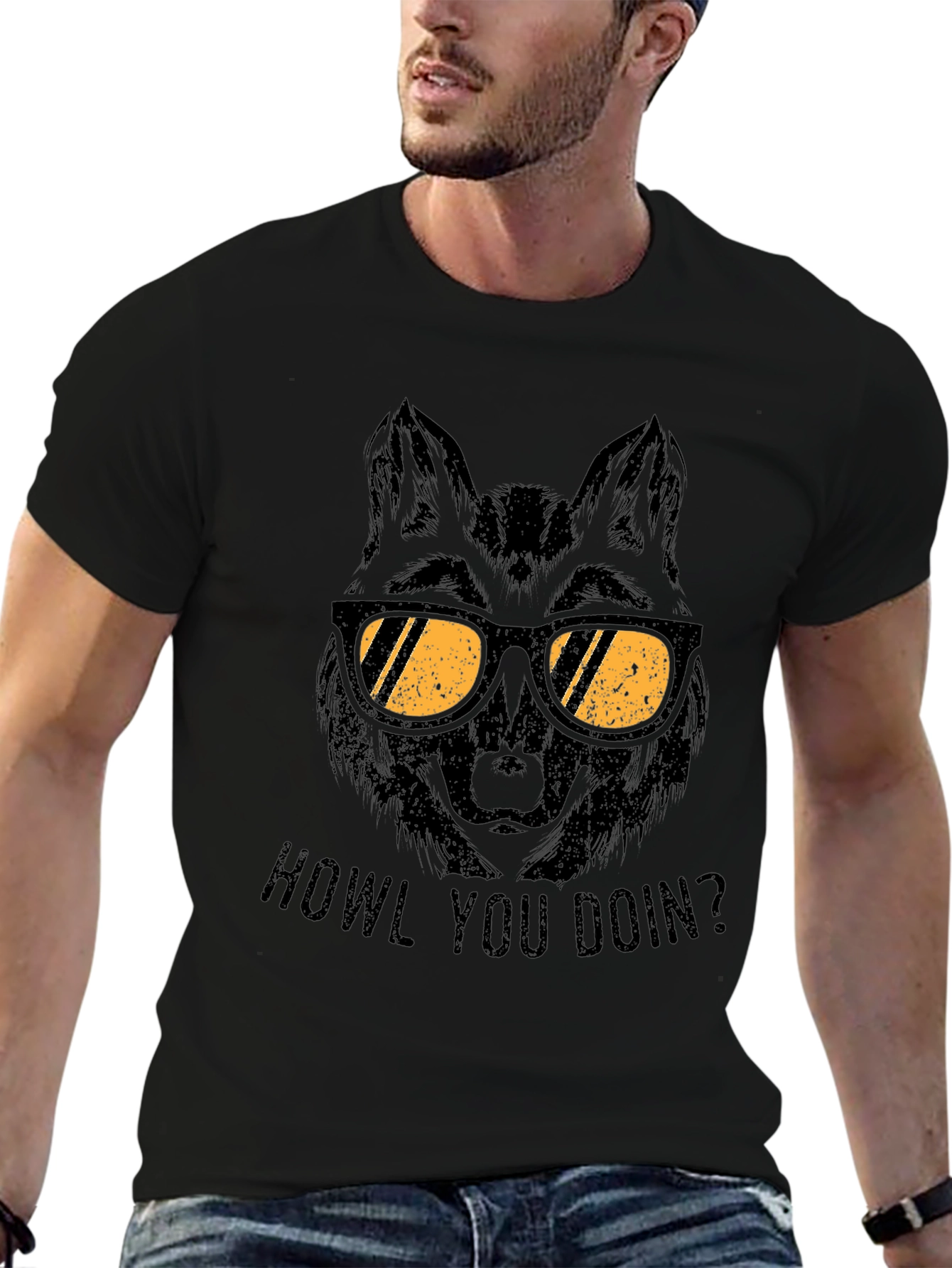 Wolf with Sunglasses T-Shirt - Howl You Doin?