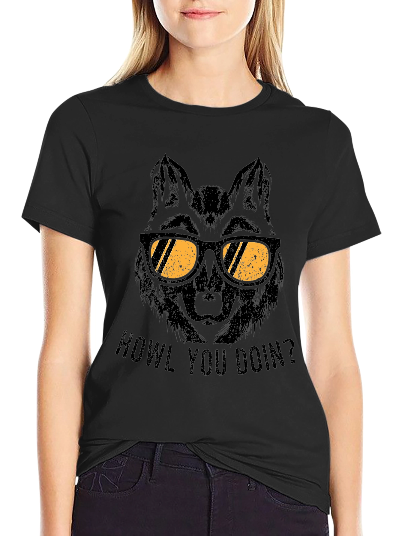 Wolf with Sunglasses T-Shirt - Howl You Doin?