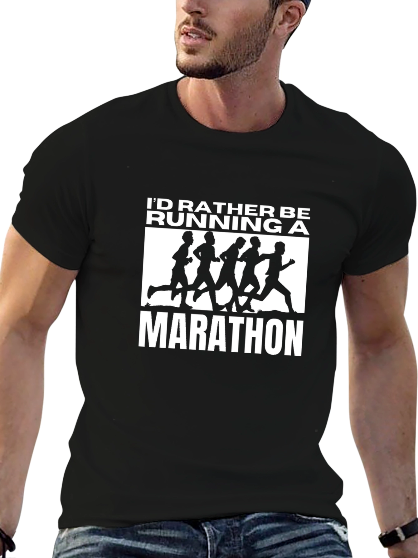 Id Rather Be Running a Marathon Black T-Shirt