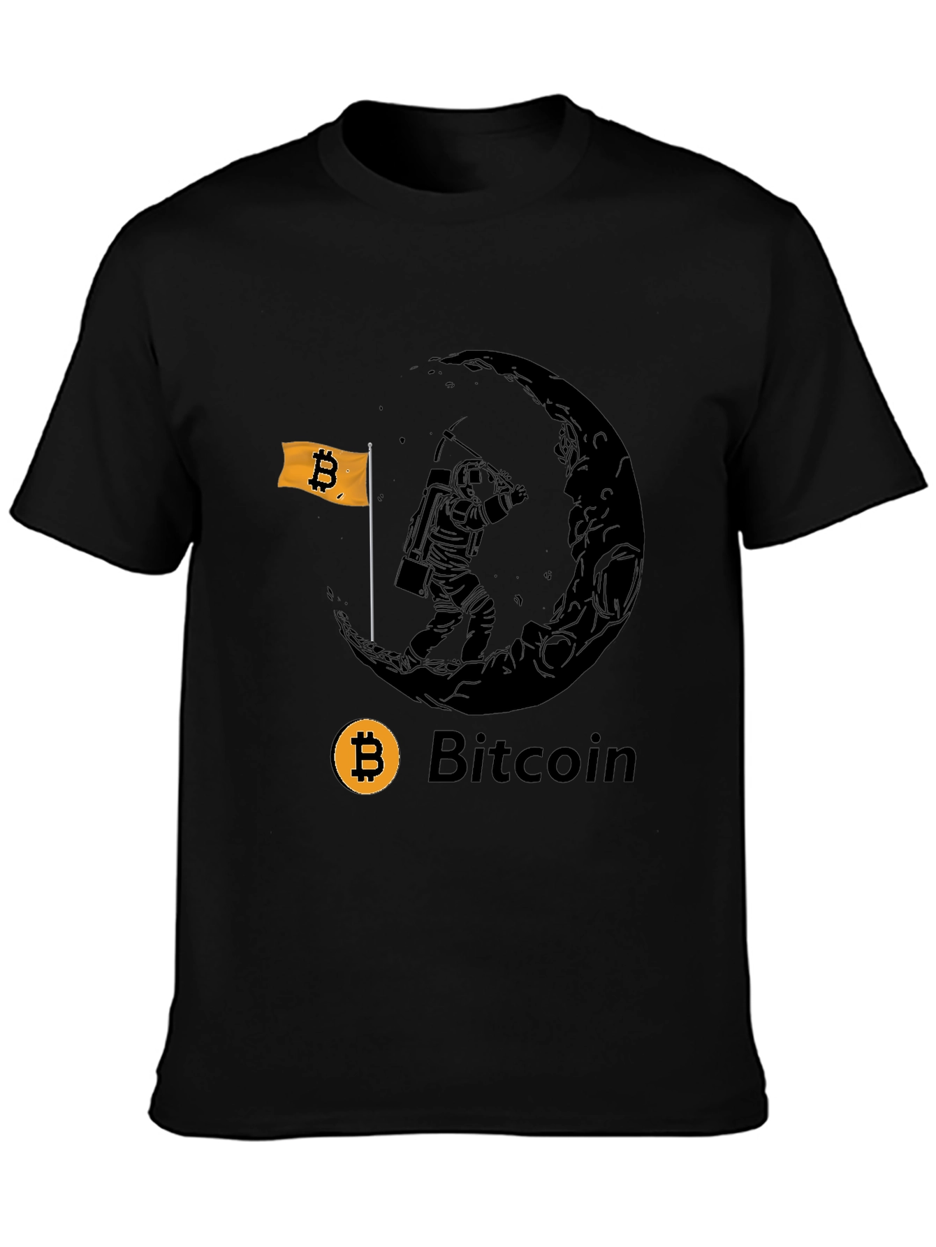 Bitcoin Astronaut Moon Mining Black T-Shirt