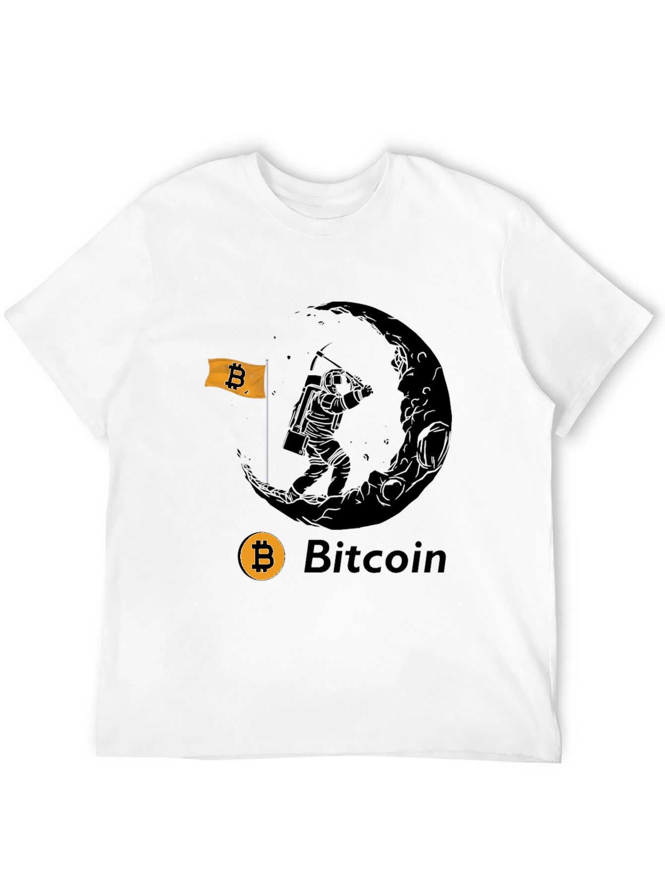 Bitcoin Astronaut Moon Mining Black T-Shirt