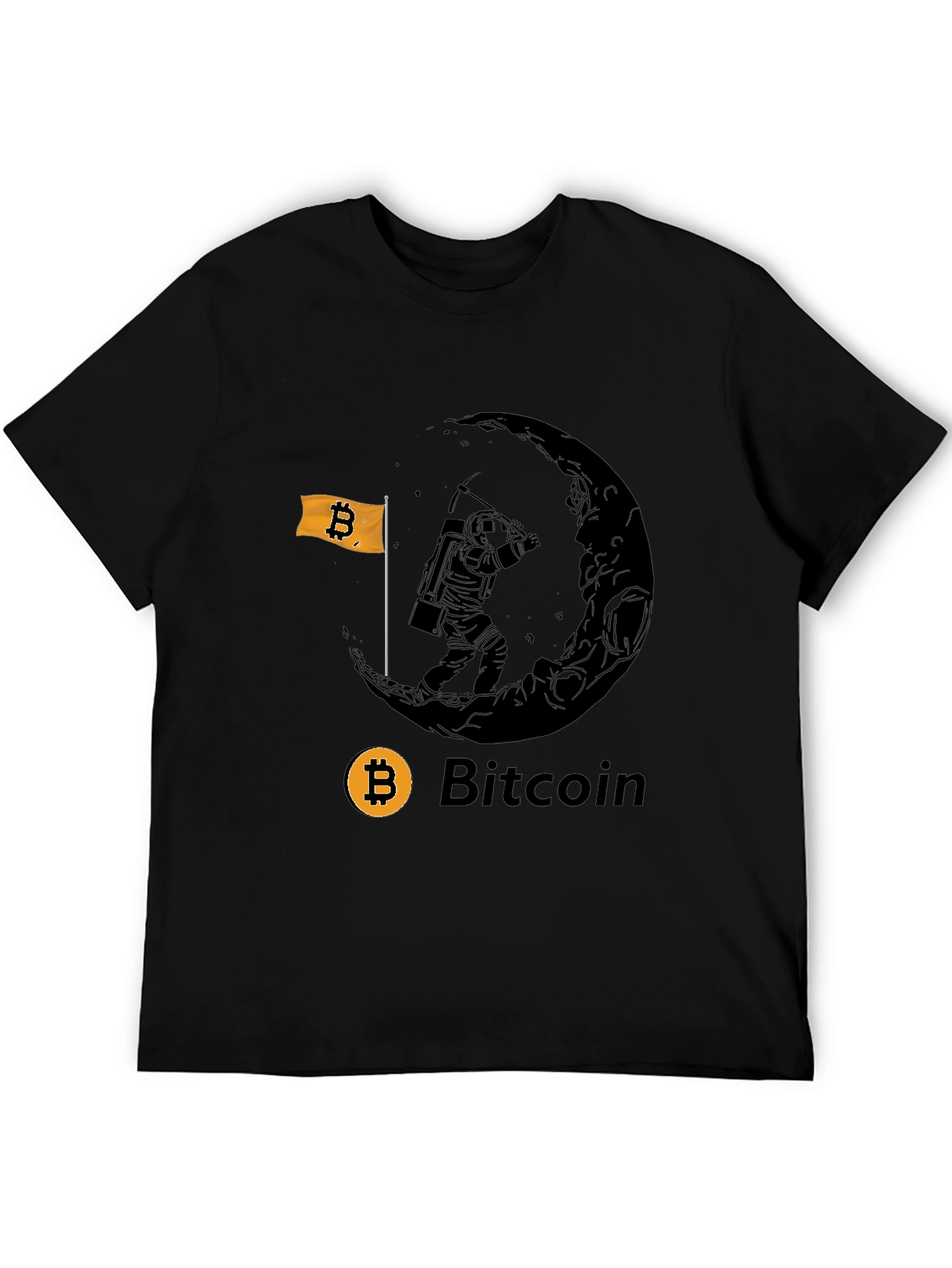 Bitcoin Astronaut Moon Mining Black T-Shirt