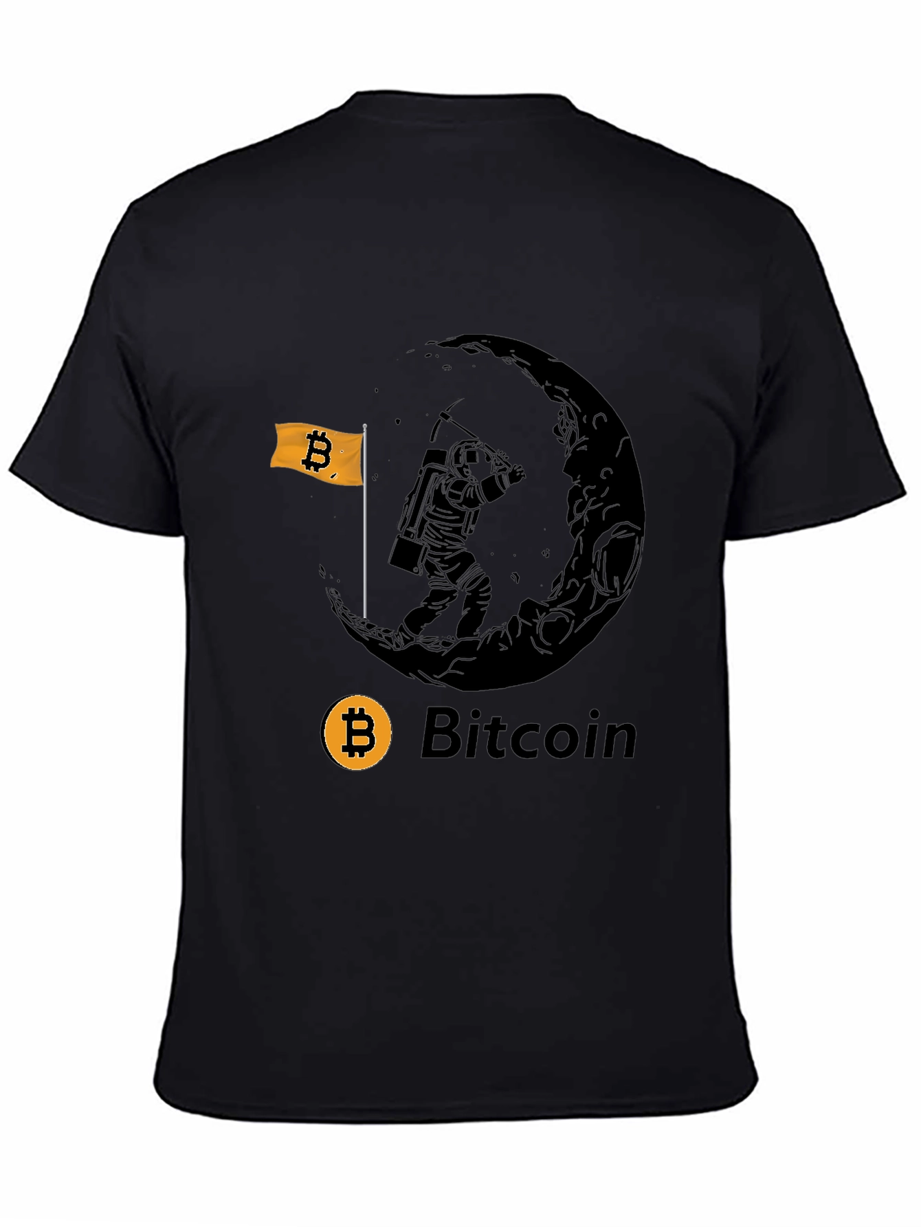 Bitcoin Astronaut Moon Mining Black T-Shirt