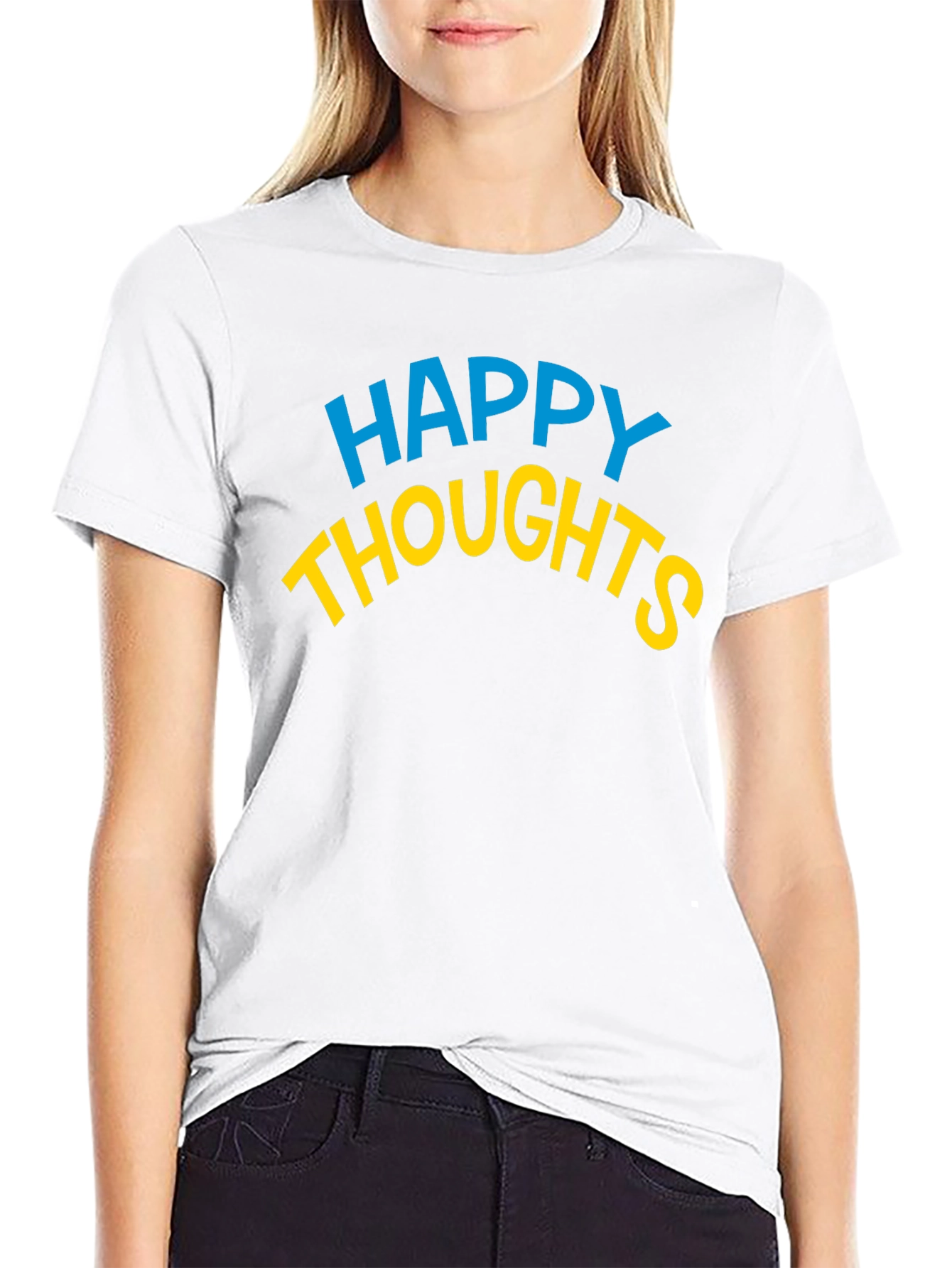 Happy Thoughts Graphic Tee - Soft Black Cotton T-Shirt