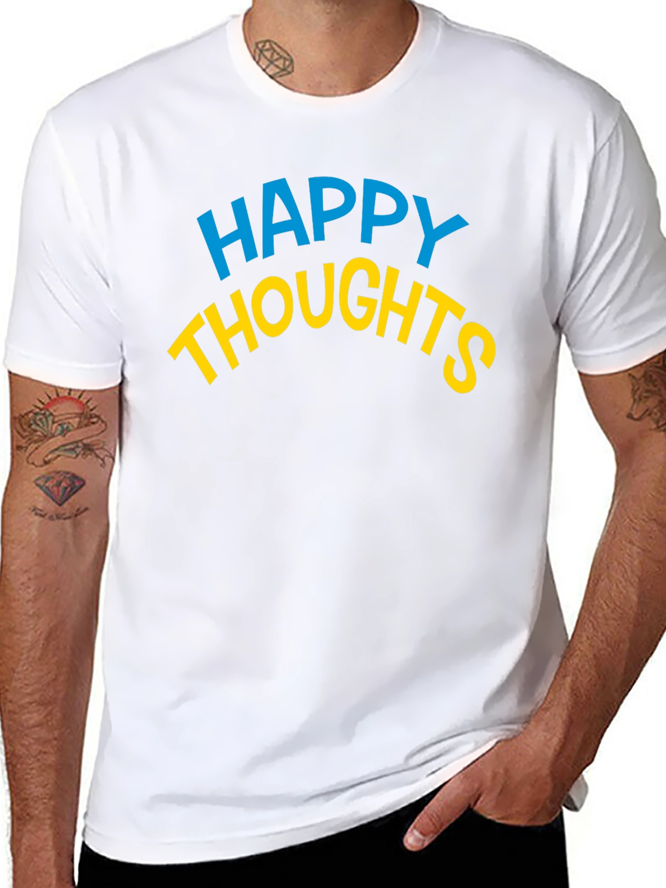 Happy Thoughts Graphic Tee - Soft Black Cotton T-Shirt