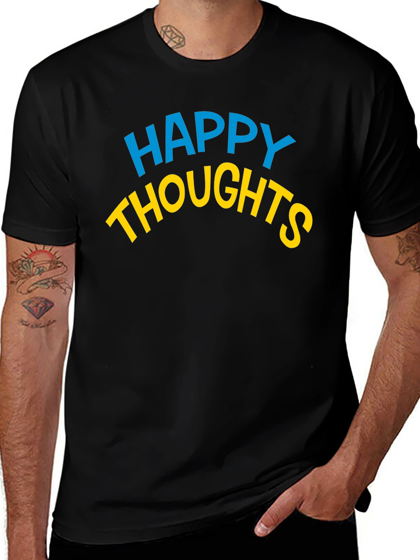 Happy Thoughts Graphic Tee - Soft Black Cotton T-Shirt