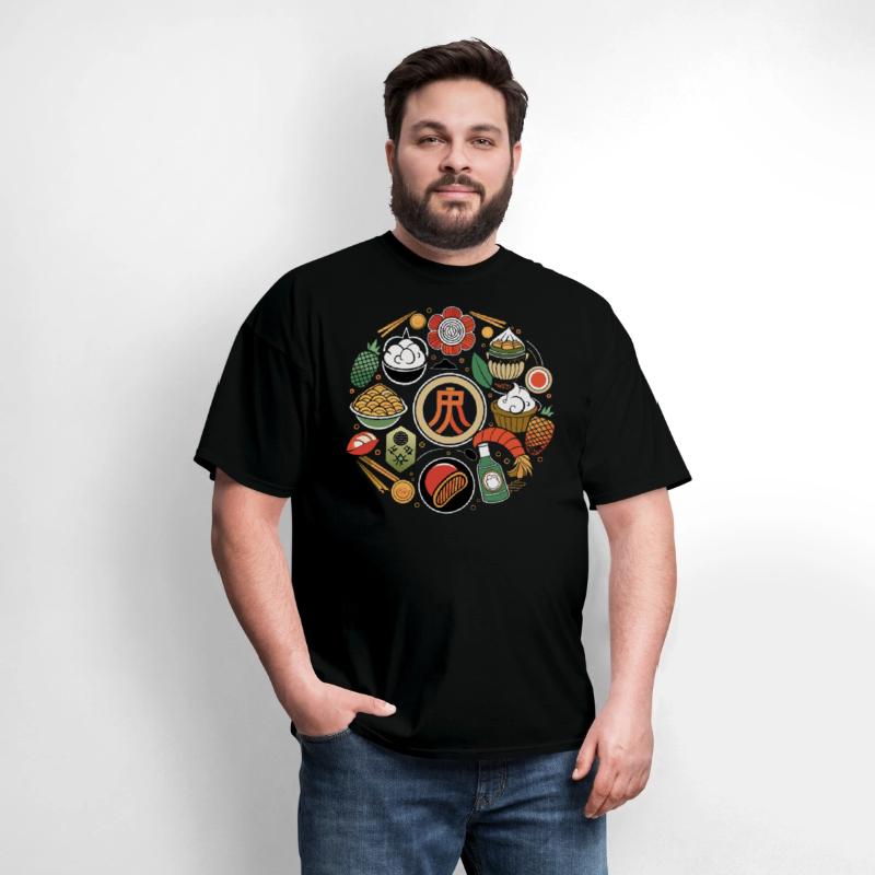 Japanese Cuisine Circle Retro Design T-Shirt