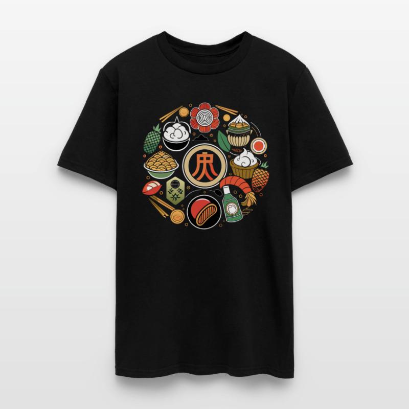 Japanese Cuisine Circle Retro Design T-Shirt