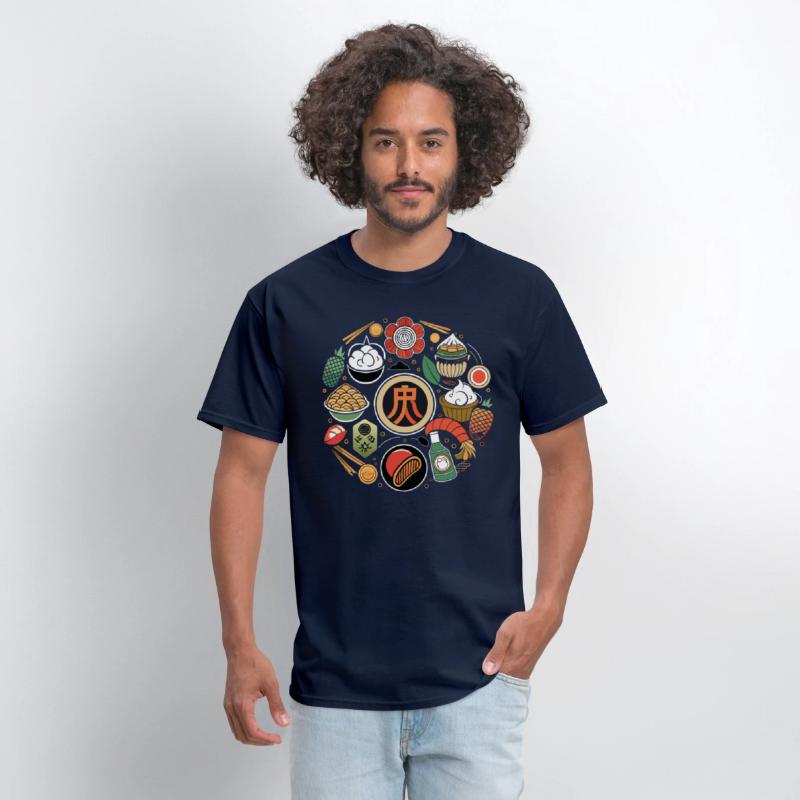 Japanese Cuisine Circle Retro Design T-Shirt