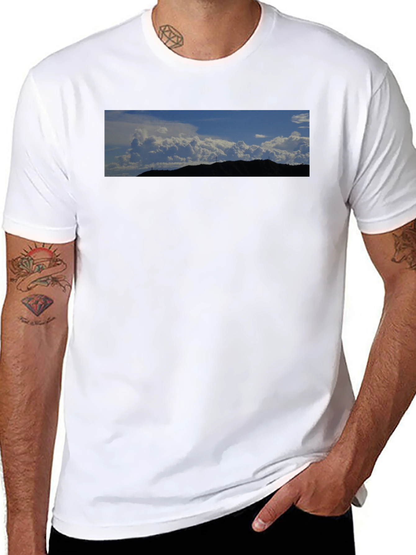 Black T-Shirt with Landscape Graphic