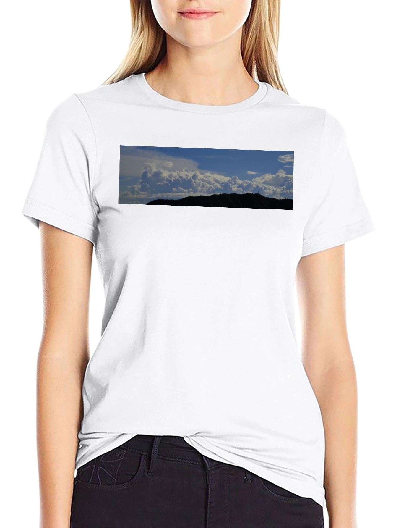 Black T-Shirt with Landscape Graphic