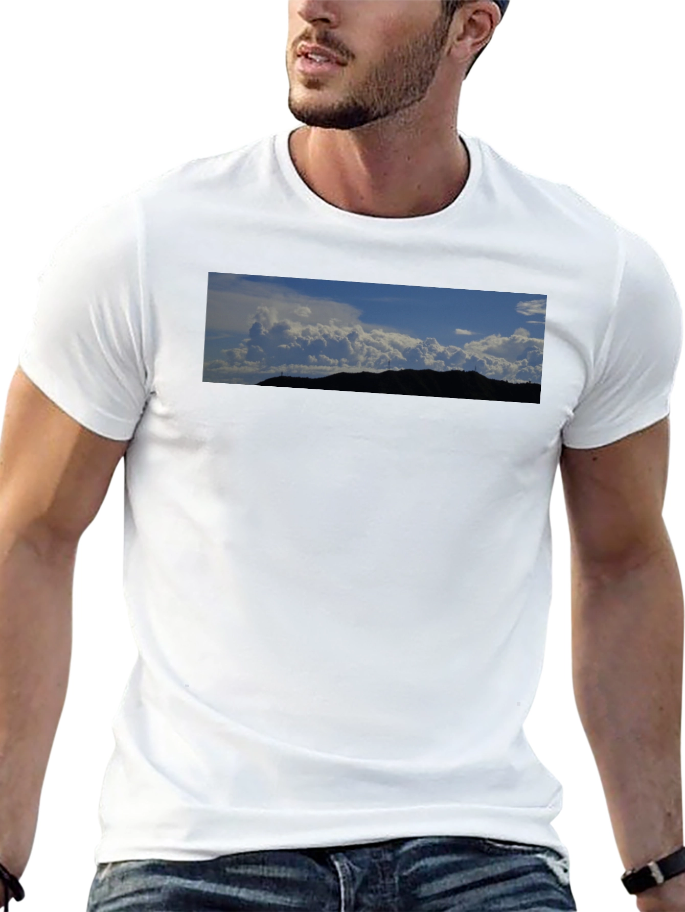 Black T-Shirt with Landscape Graphic