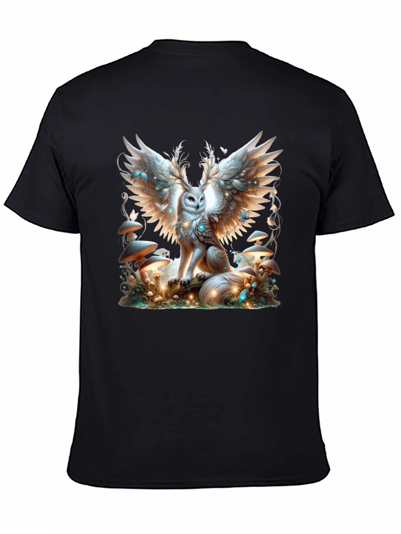 Winged Owl Graphic Tee - Unique Forest Design