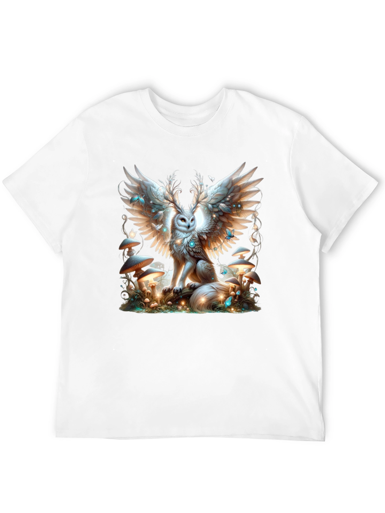 Winged Owl Graphic Tee - Unique Forest Design