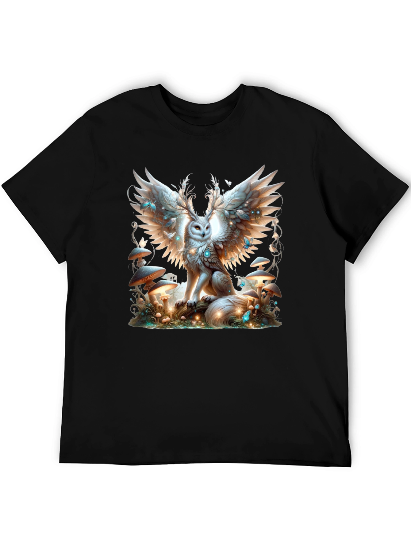 Winged Owl Graphic Tee - Unique Forest Design