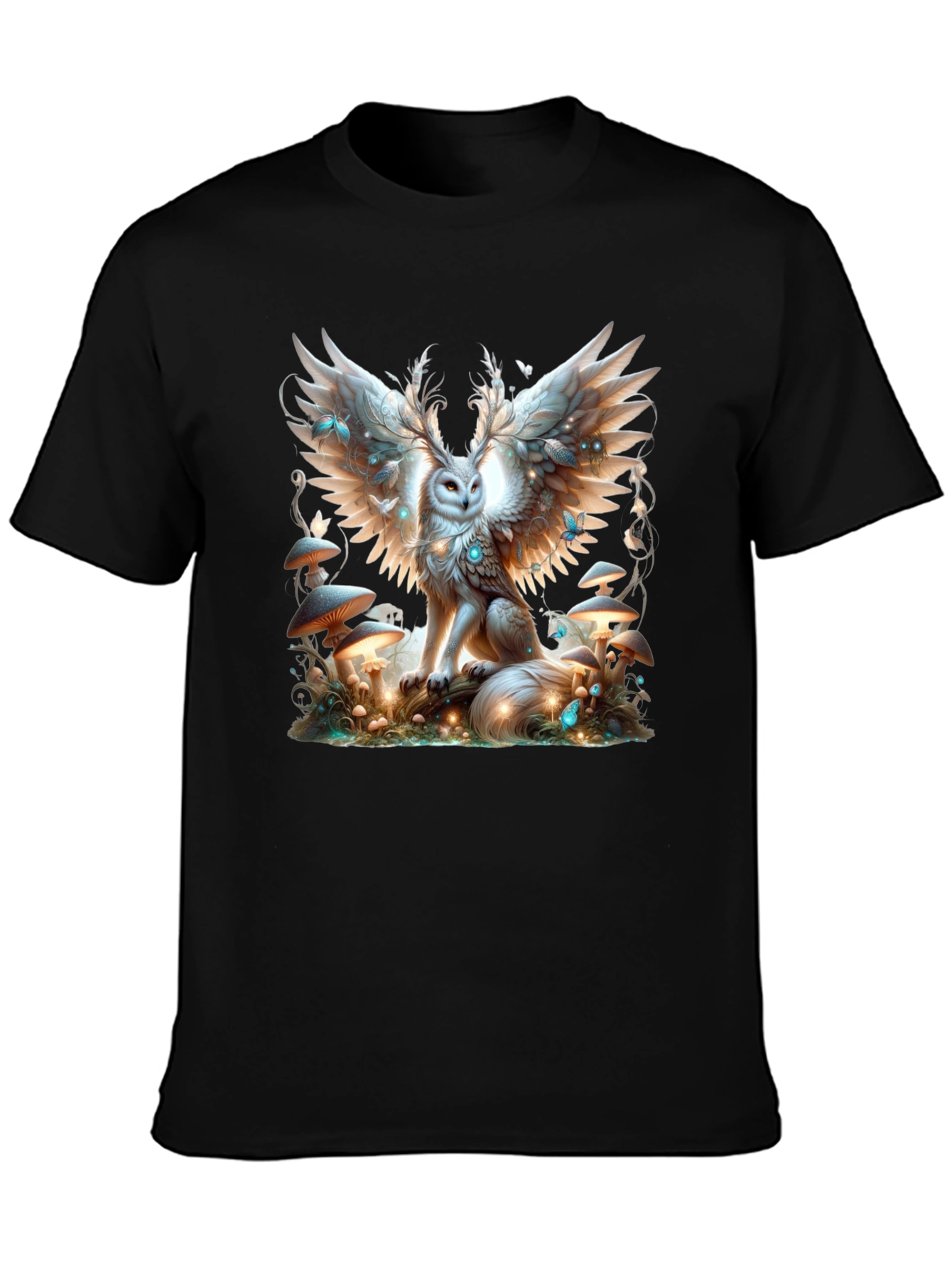 Winged Owl Graphic Tee - Unique Forest Design