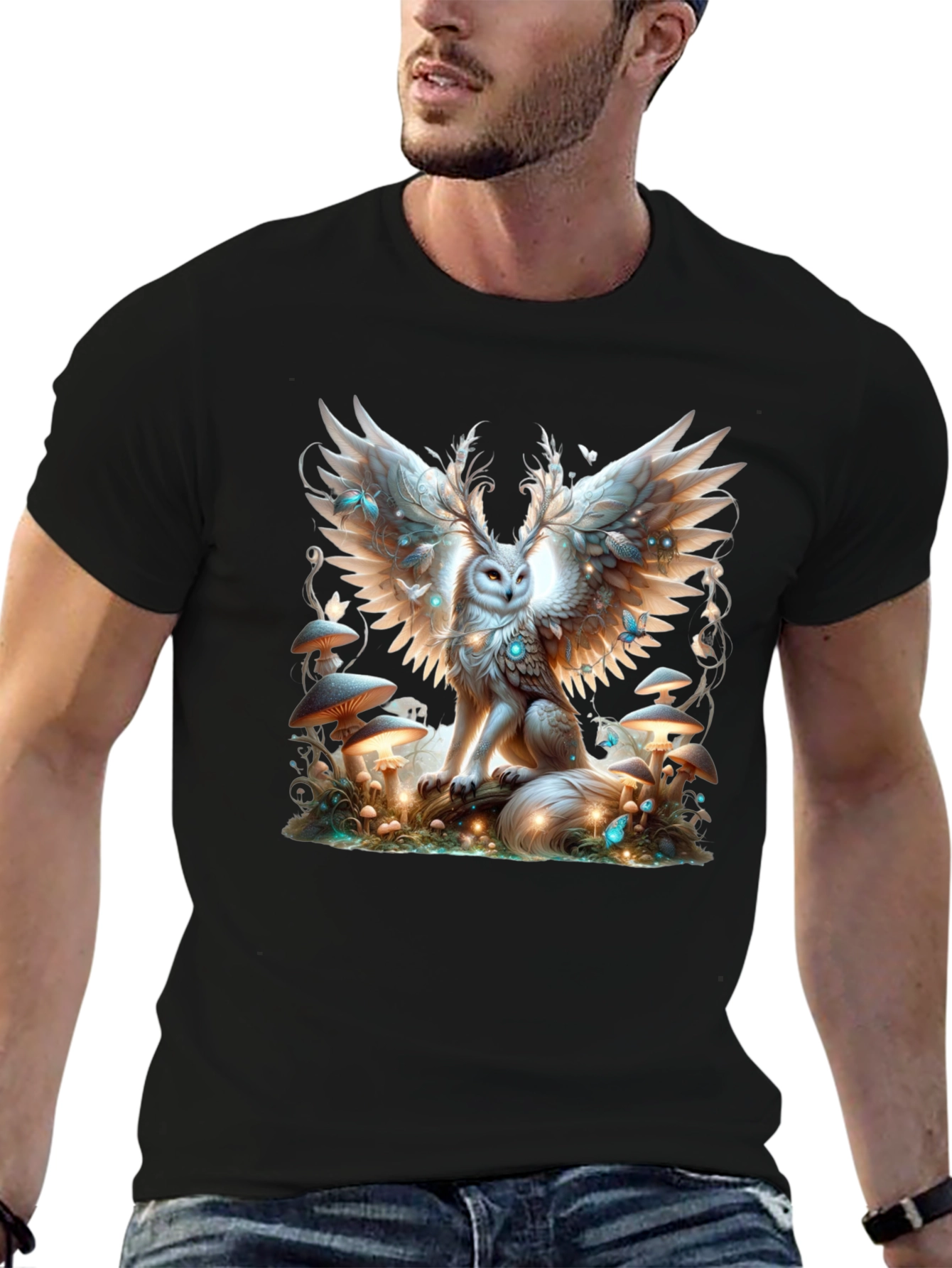 Winged Owl Graphic Tee - Unique Forest Design