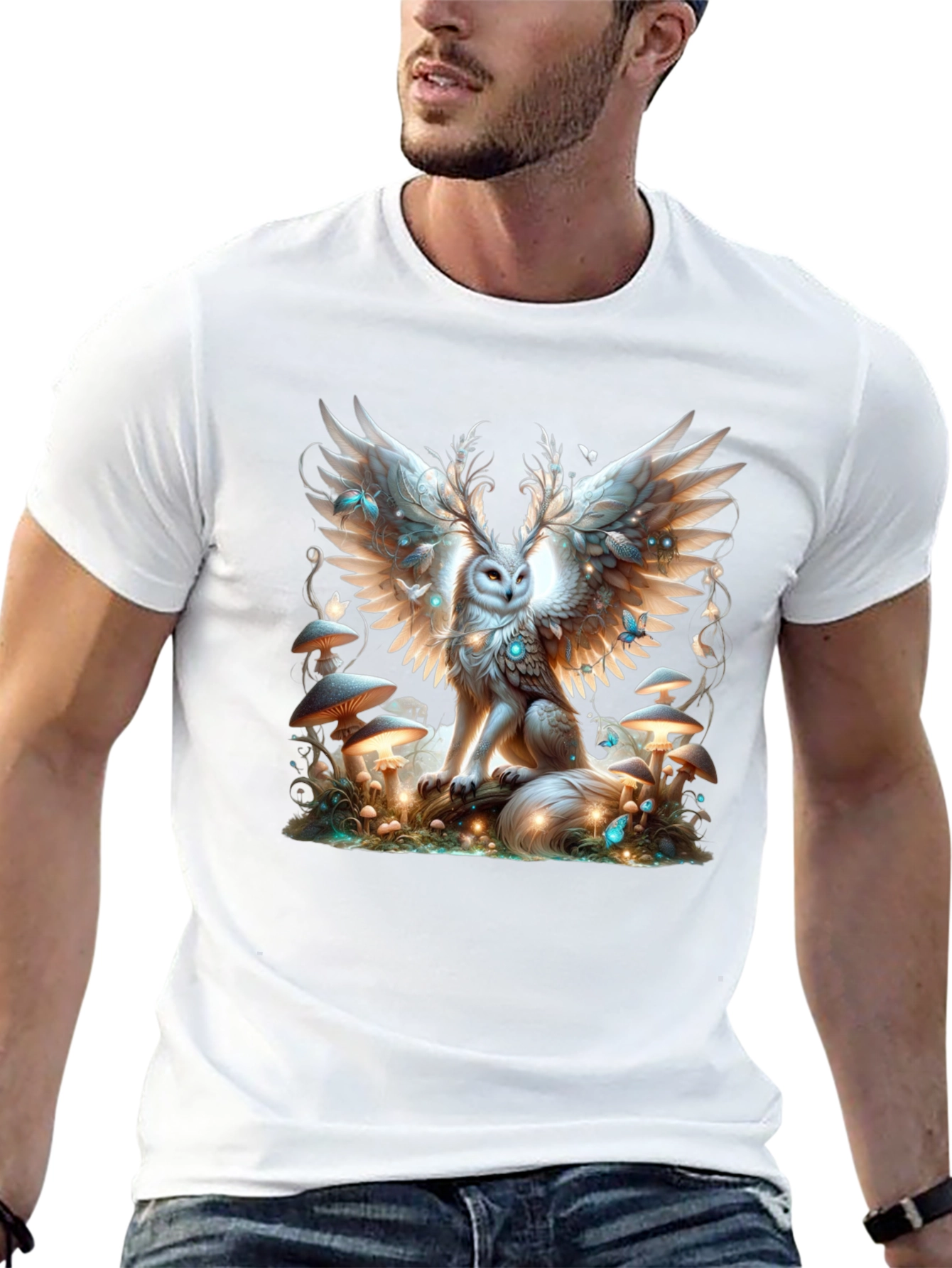 Winged Owl Graphic Tee - Unique Forest Design