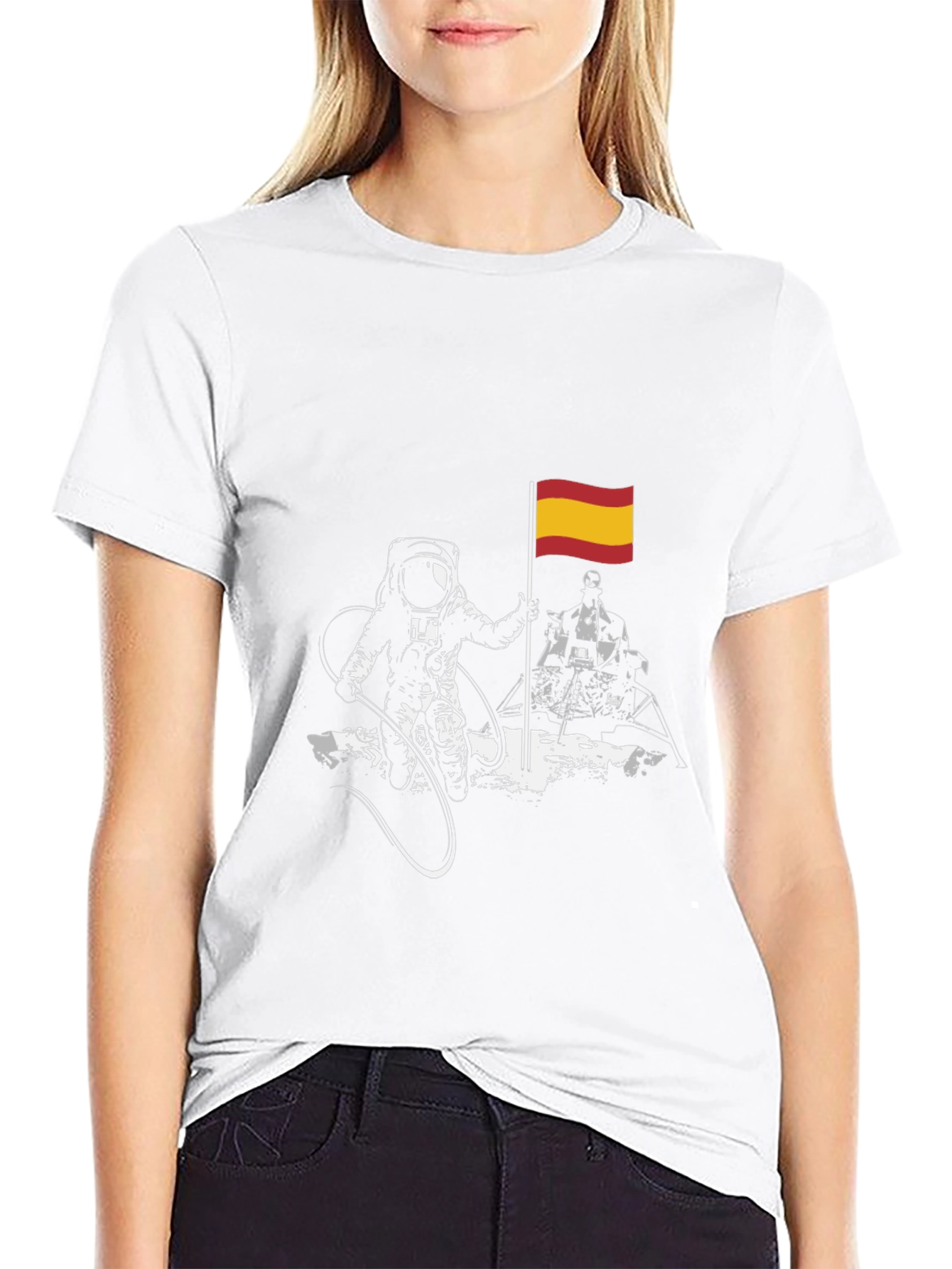 Astronaut Spanish Flag Graphic T-Shirt