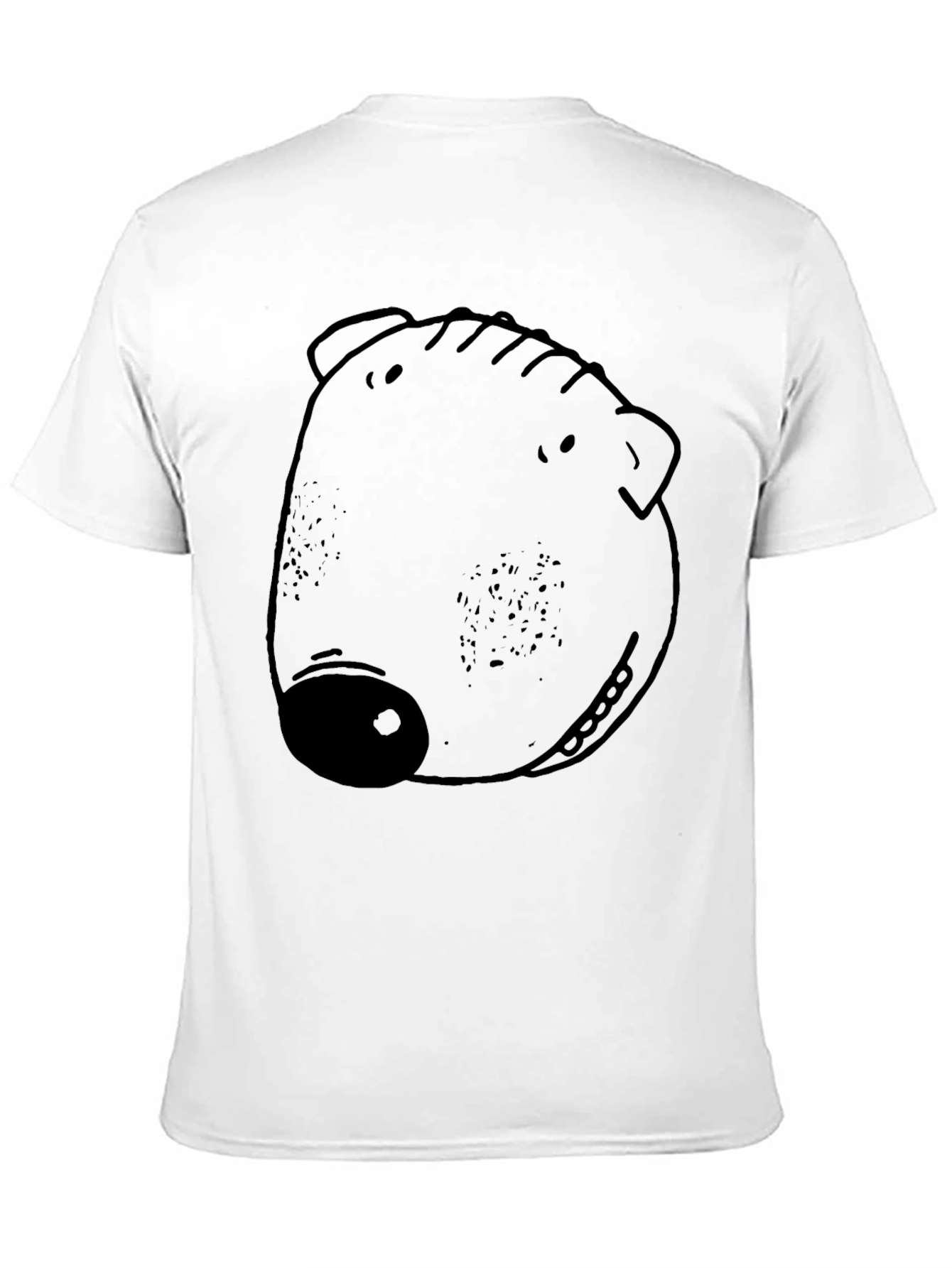 Cartoon Pig Face Graphic Tee - Black Crew Neck