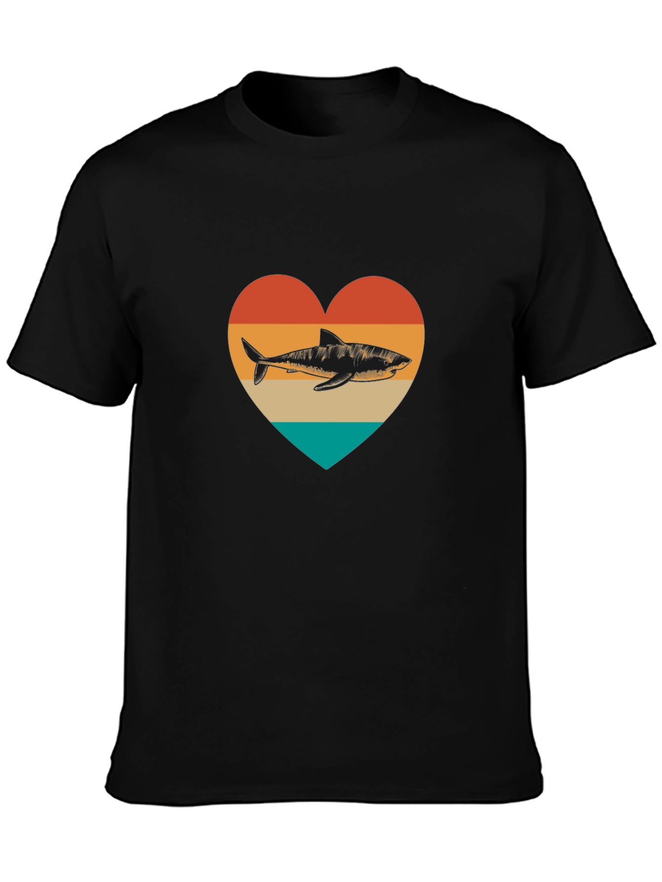Shark Heart Graphic Tee - Black Cotton Blend