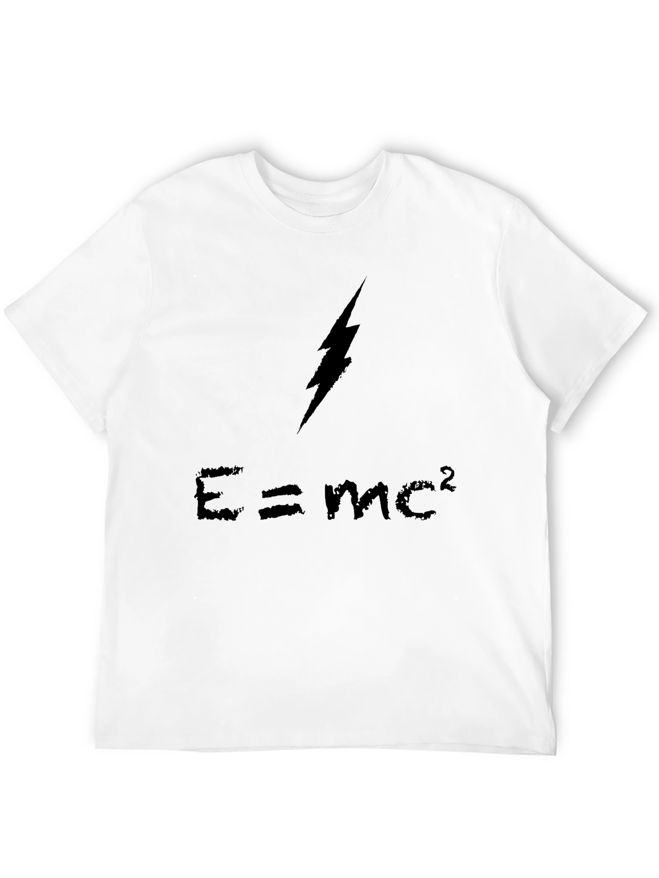E=mc² Lightning Bolt Graphic Black T-Shirt