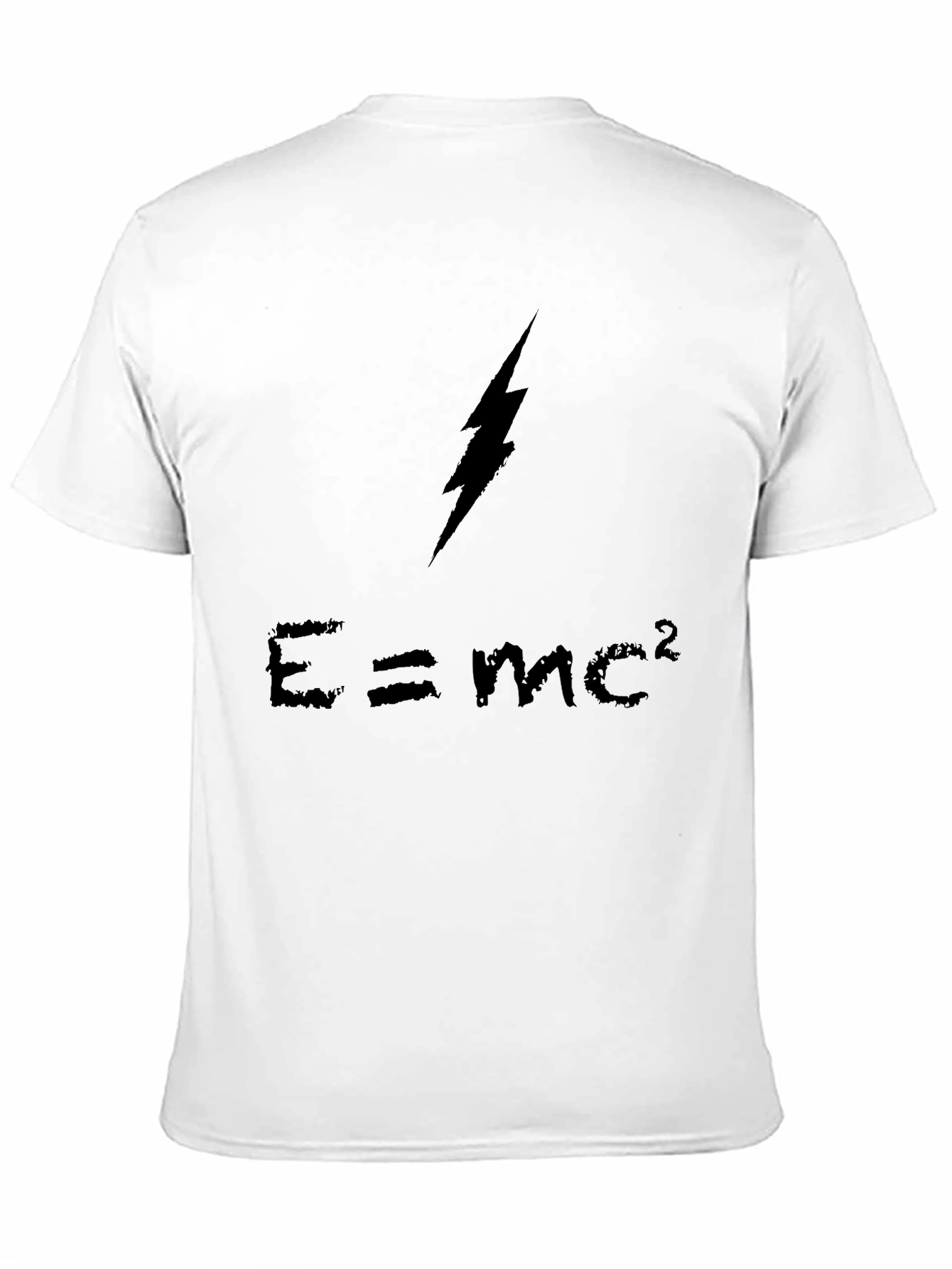 E=mc² Lightning Bolt Graphic Black T-Shirt