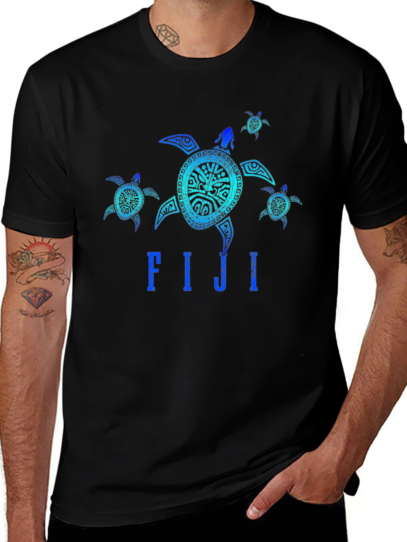 Fiji Turtle Graphic Black T-Shirt