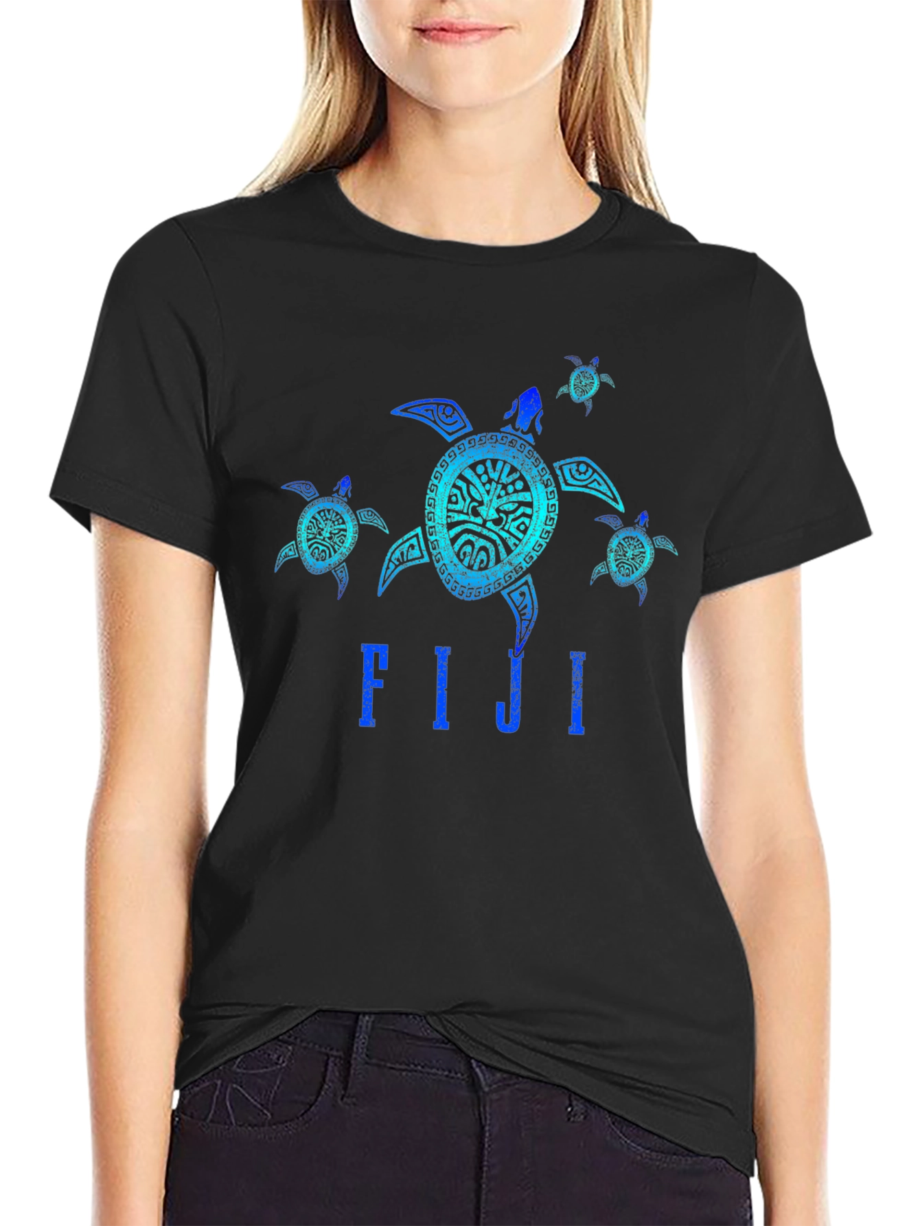Fiji Turtle Graphic Black T-Shirt
