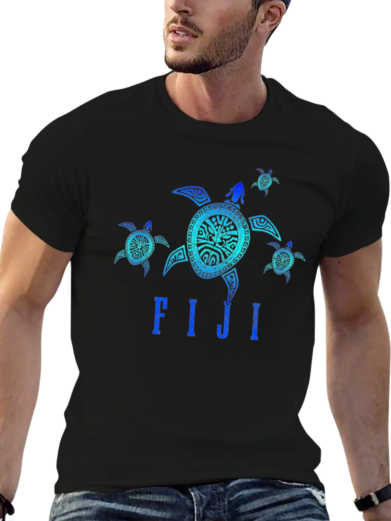 Fiji Turtle Graphic Black T-Shirt