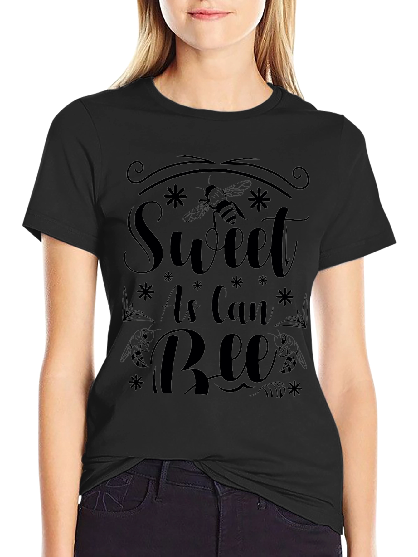 Sweet As Can Bee Graphic Tee - Black