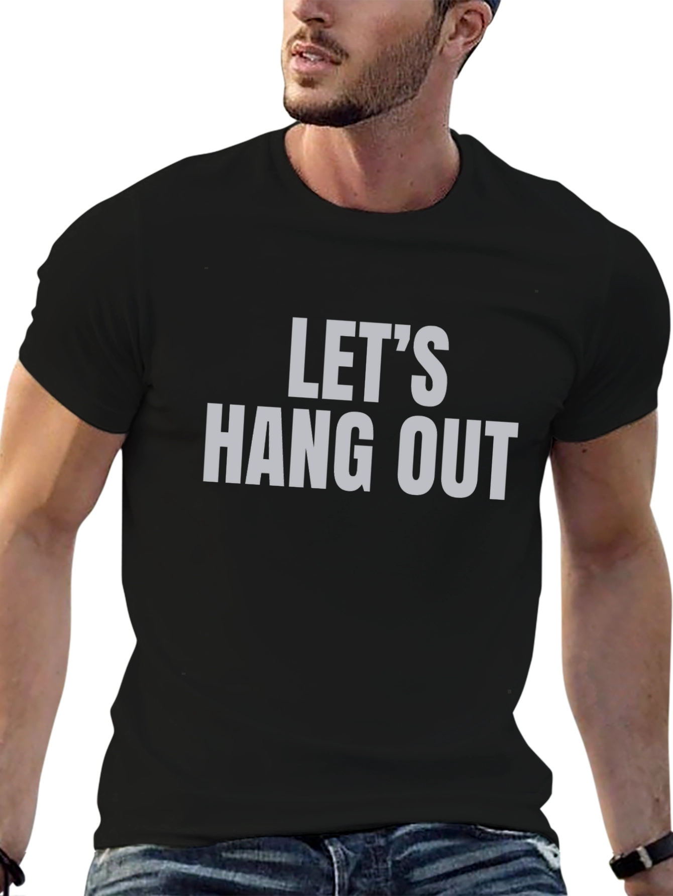 Lets Hang Out Graphic Tee - Trendy Casual Top