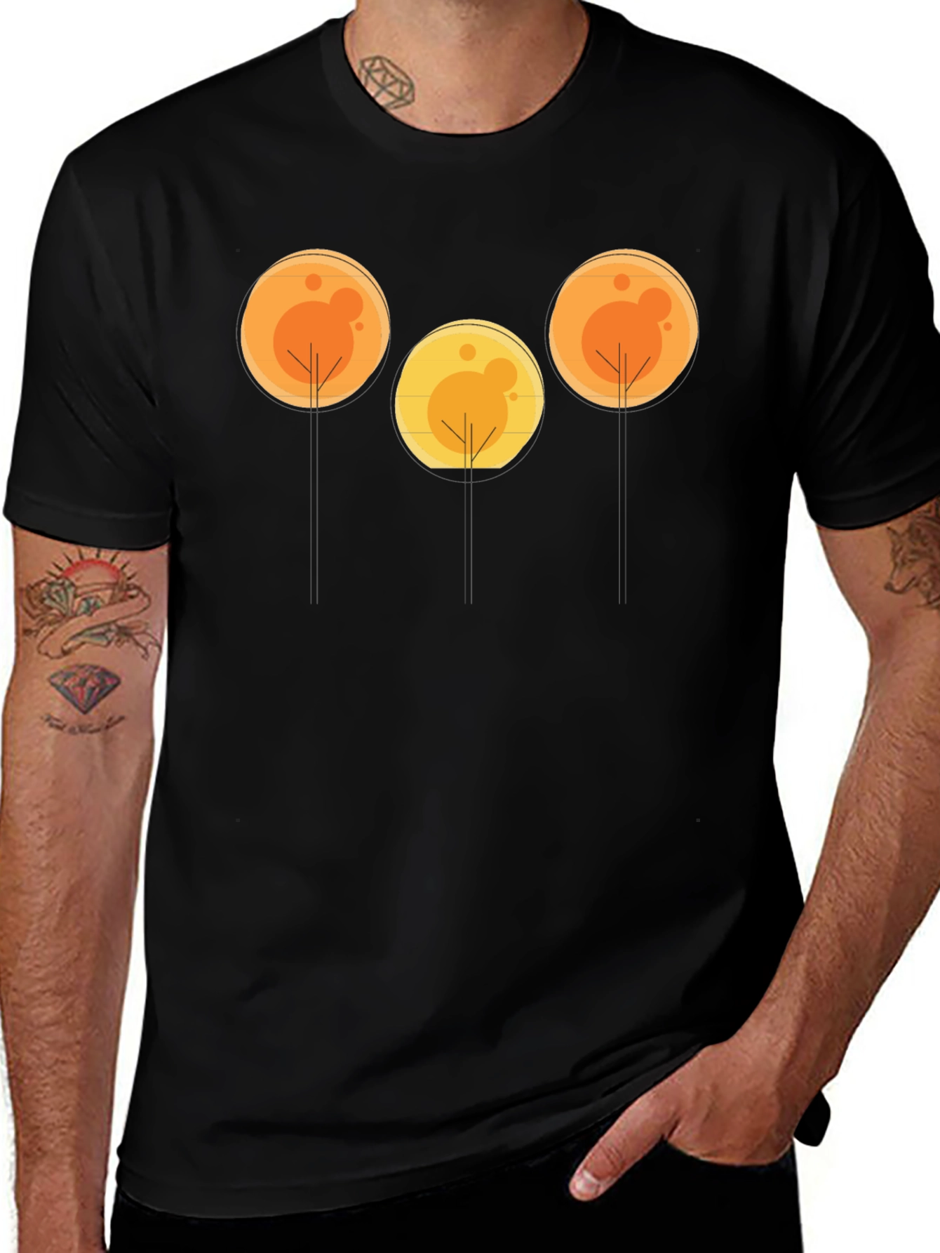 Abstract Tree Graphic Tee - Black