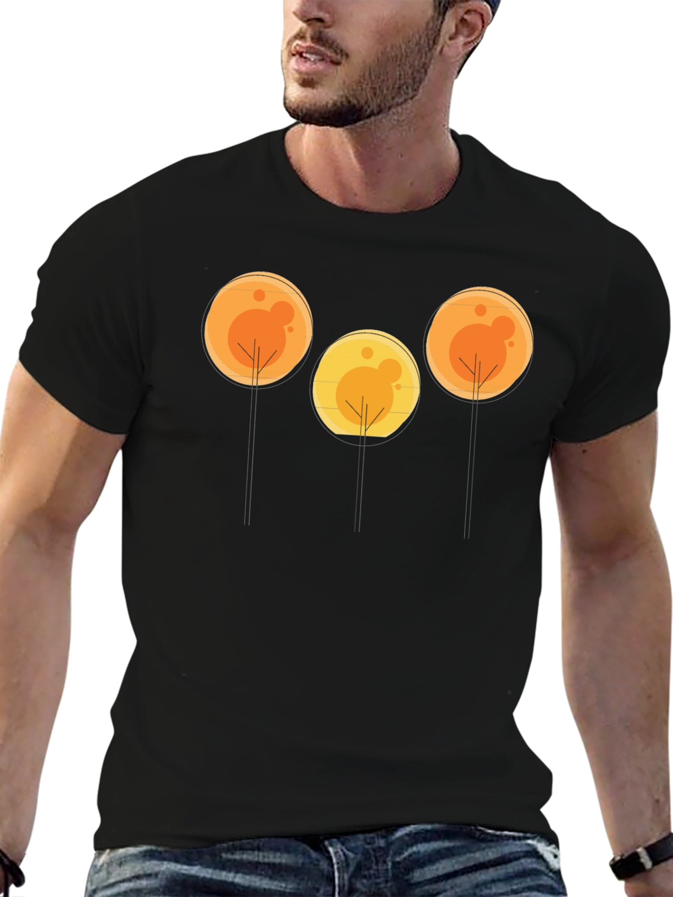 Abstract Tree Graphic Tee - Black