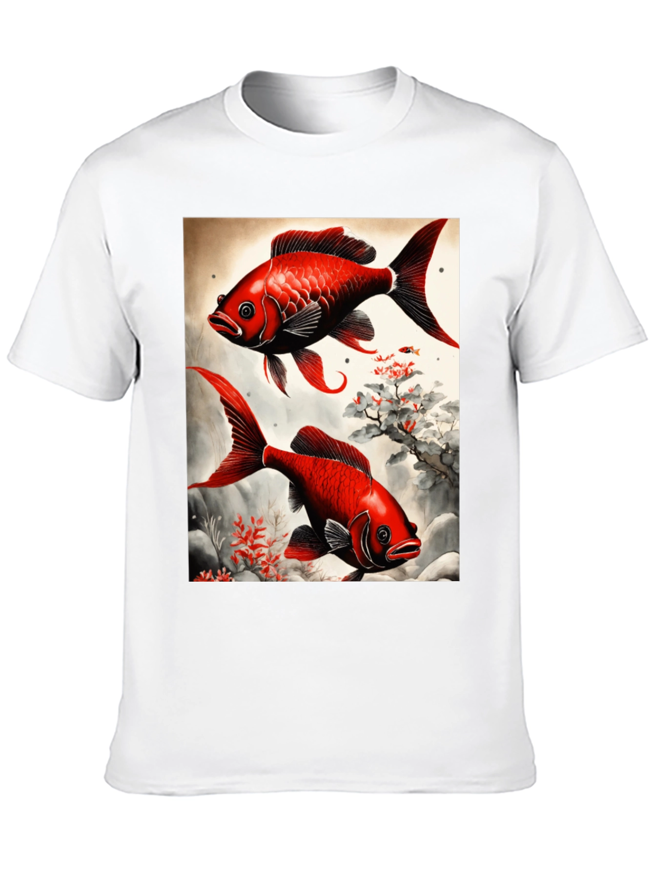 Koi Fish Graphic Tee - Artistic Black T-Shirt