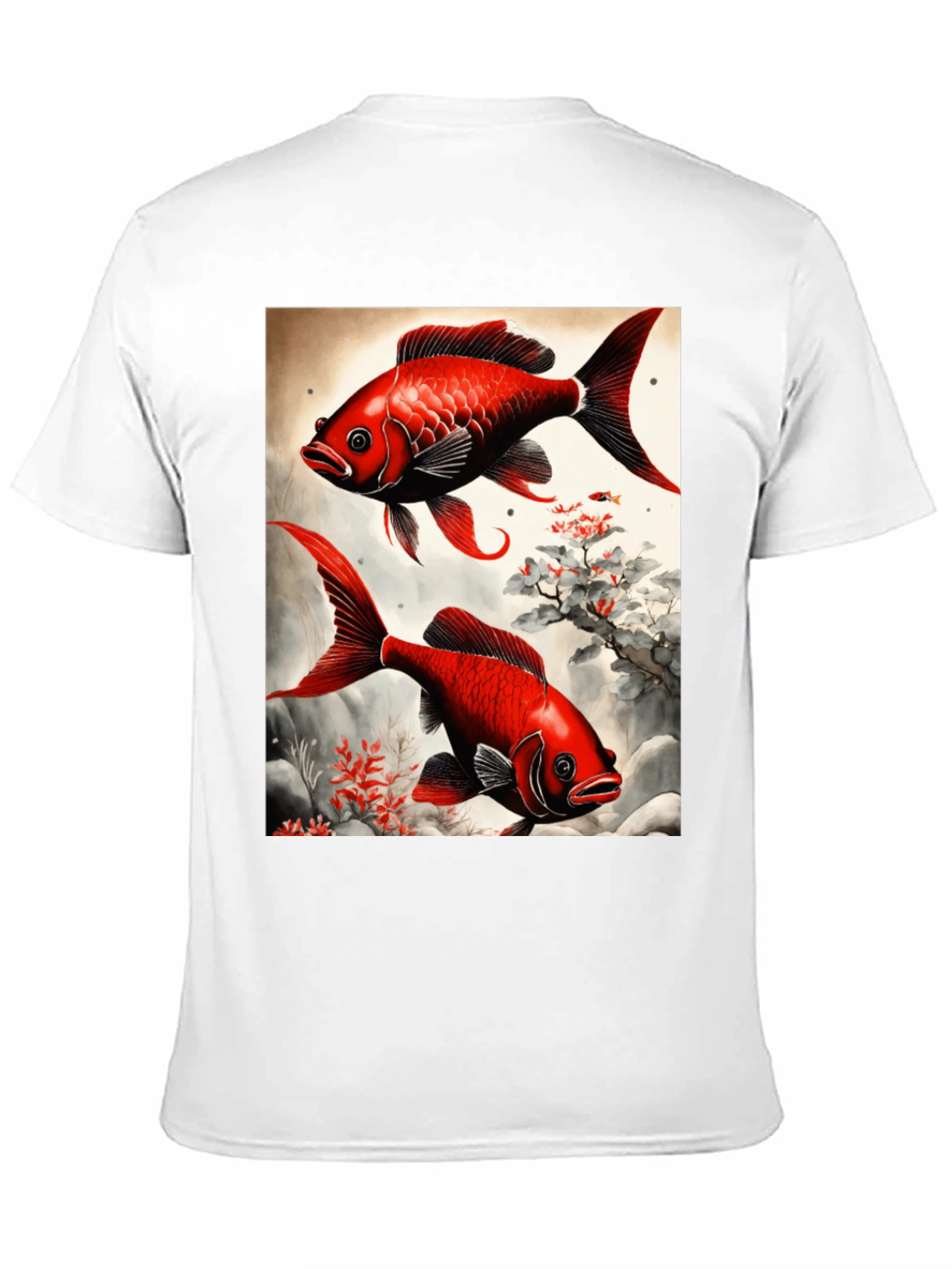 Koi Fish Graphic Tee - Artistic Black T-Shirt