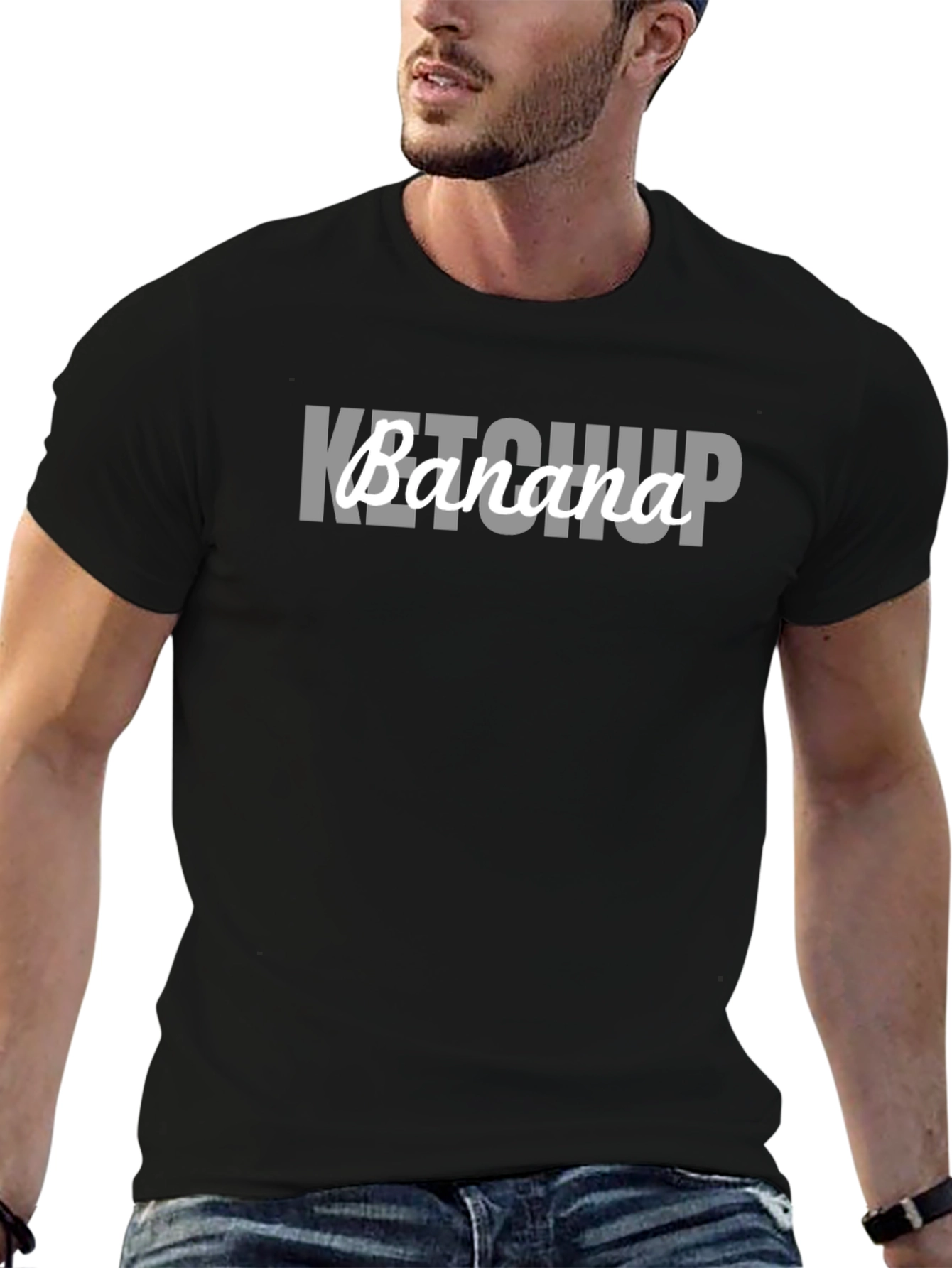 Ketchup Banana Graphic Tee - Funny Novelty Shirt