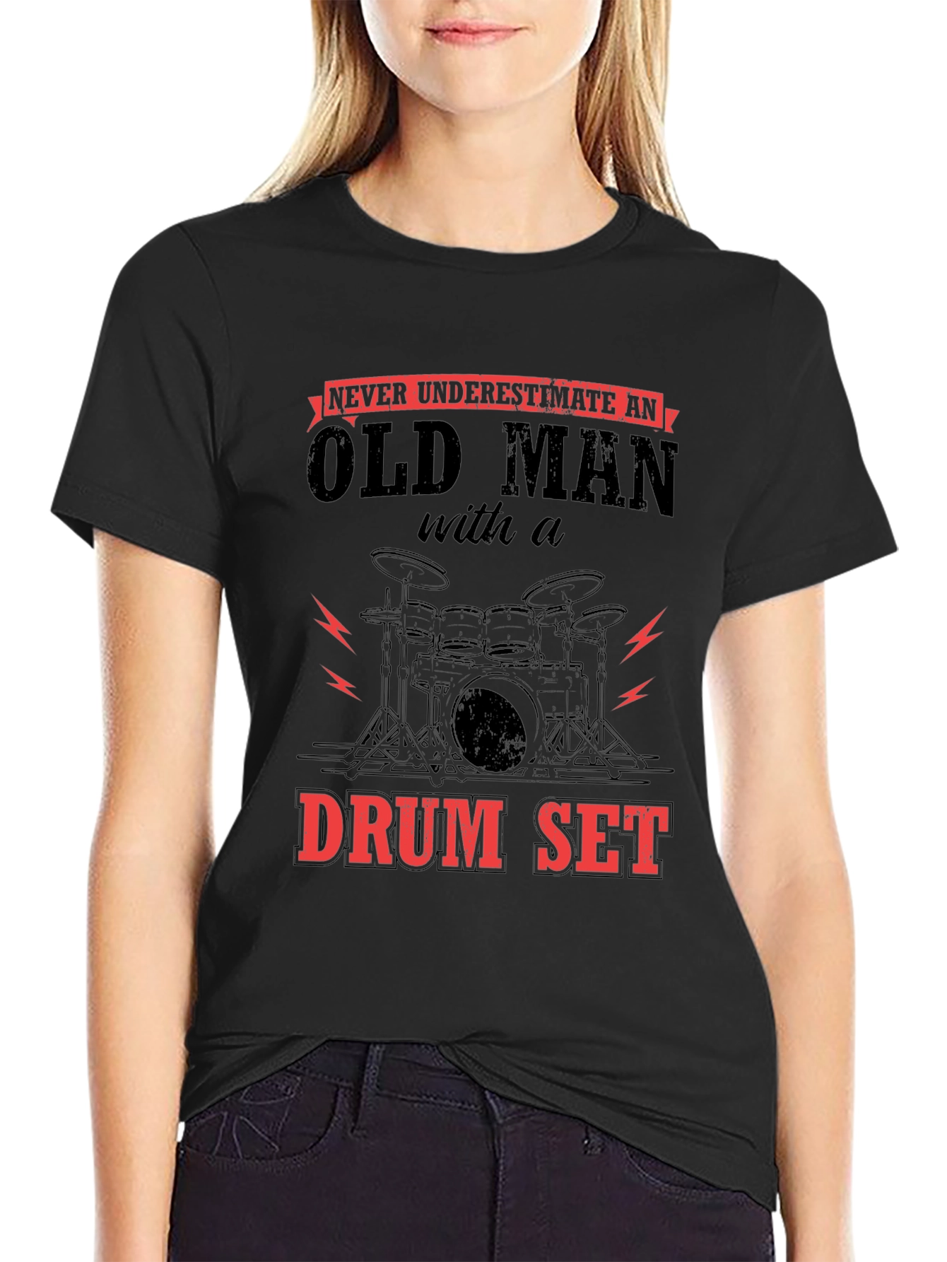 Old Man Drum Set Graphic Tee